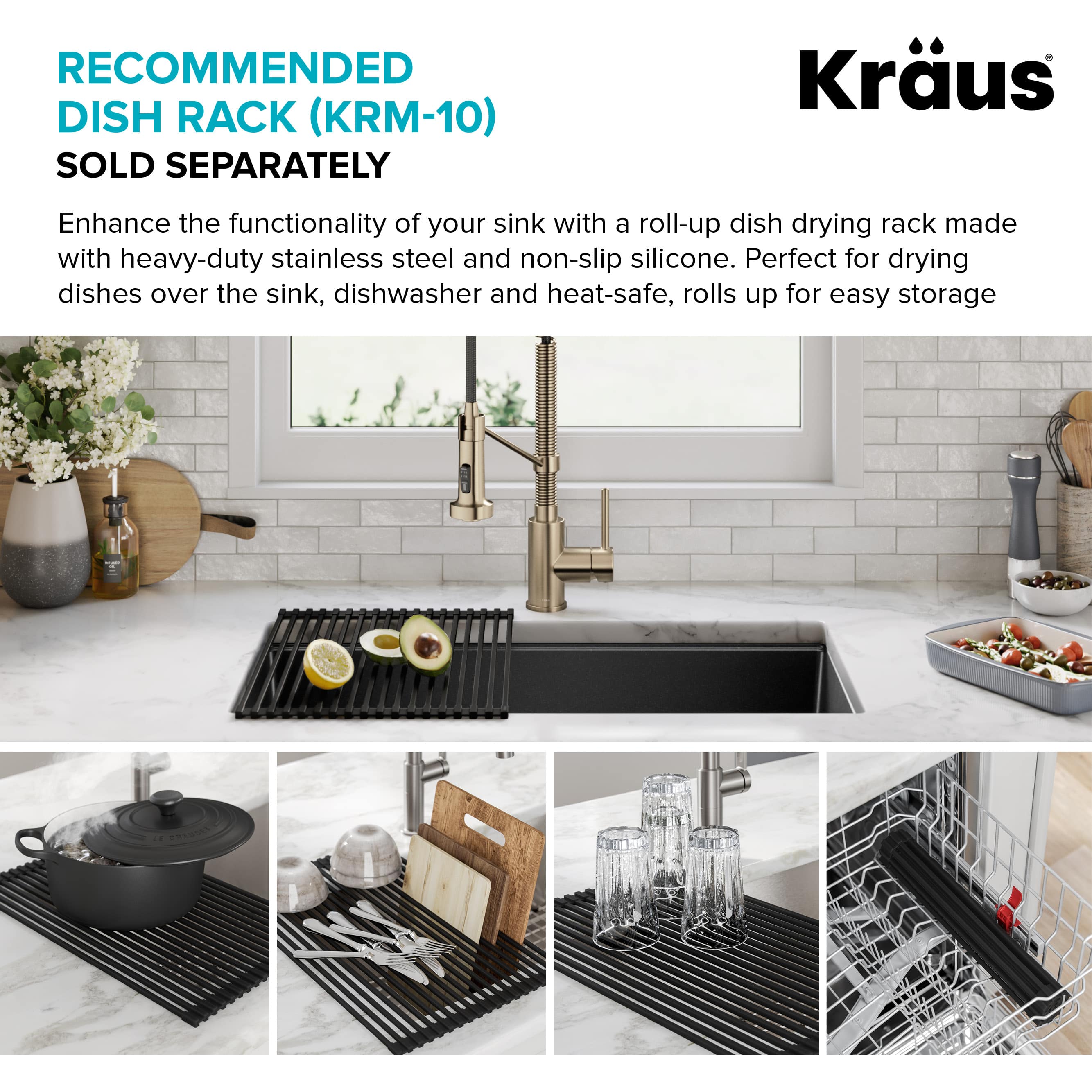 KRAUS 33 inch L Undermount 50/50 Double Bowl Black Onyx Granite Kitchen Sink