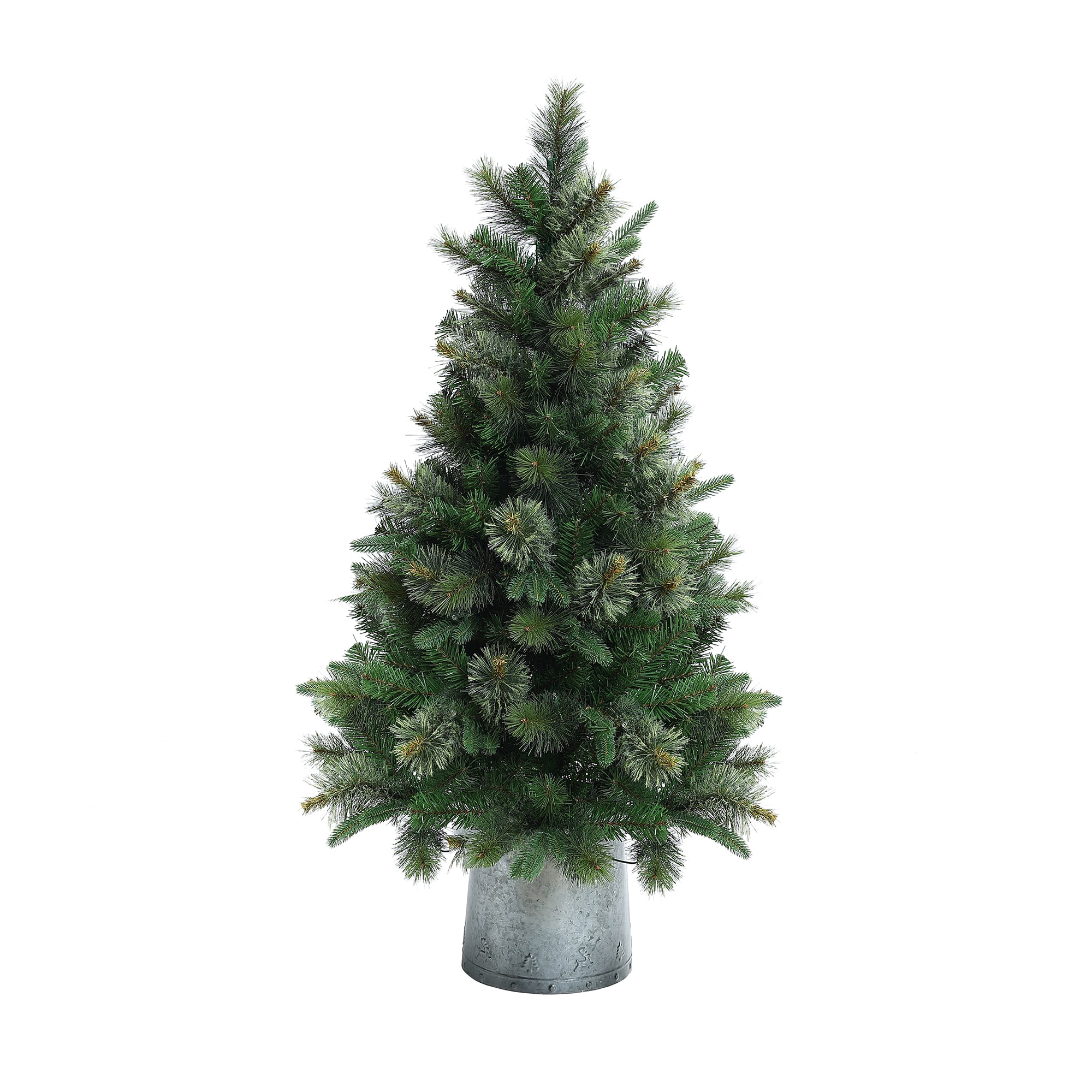 LuxenHome WHAP1787 4-ft Pine Pre-lit Artificial Christmas Tree with Clear LED Lights