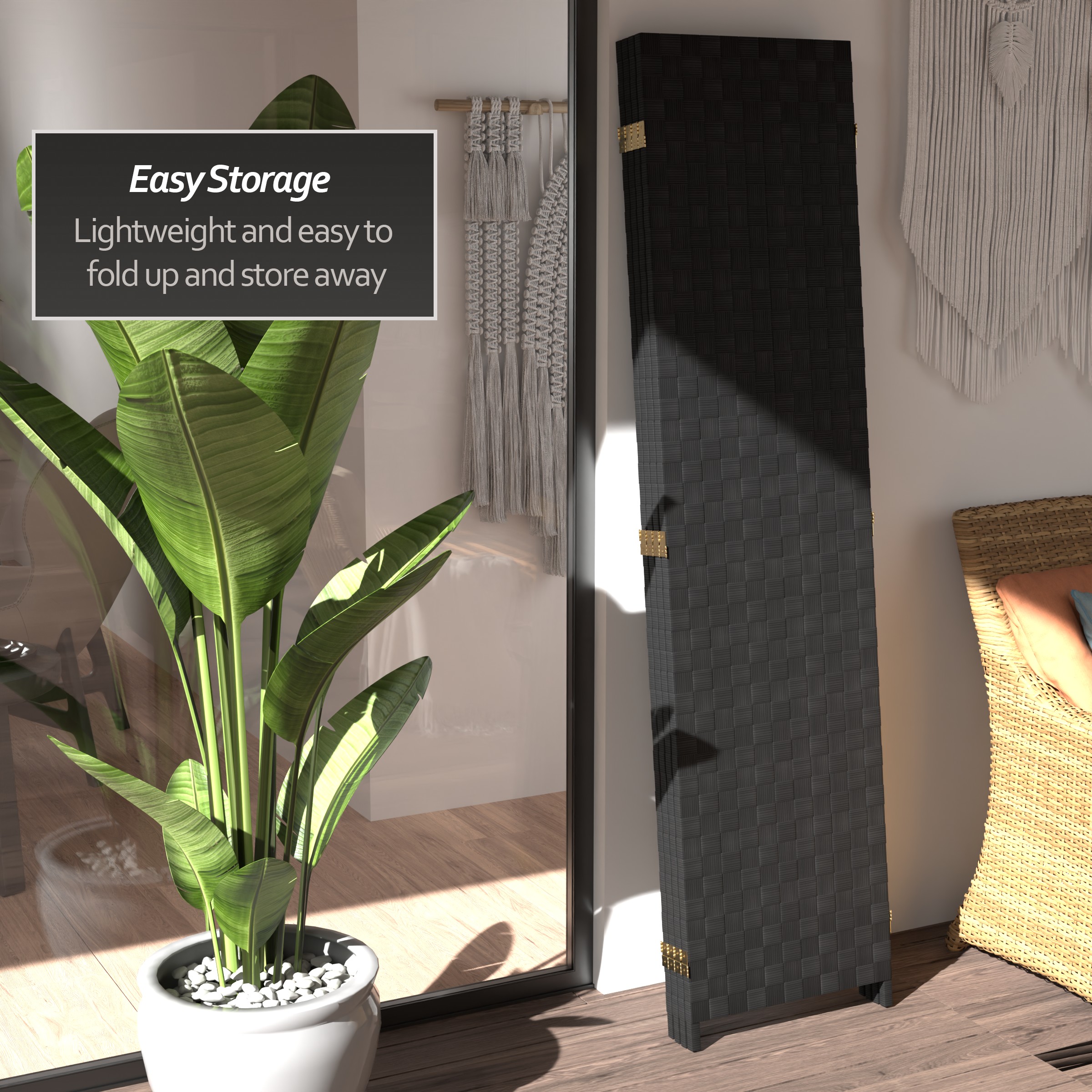 Oriental Furniture FB-OUTSCR-4P-BLK Outdoor-Privacy-Screen - View #5