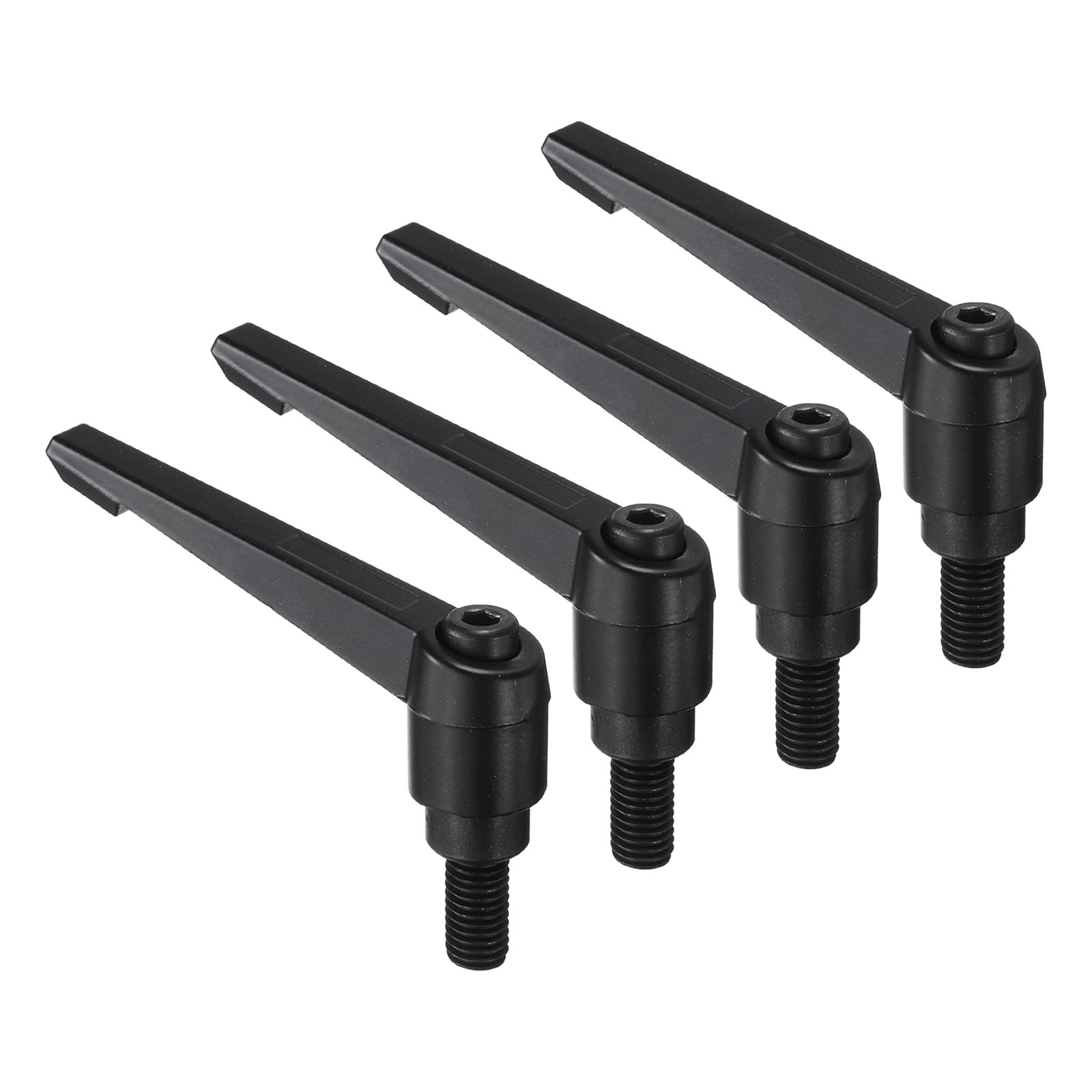 Unique Bargains 4pcs Clamping Lever Handles M10 x 20mm Black Oxide Carbon Steel Threaded Male Stud Adjustable Handles Locking Quick Release Ratchet Push Button Bolt Knobs Black #S25121101UX0475
