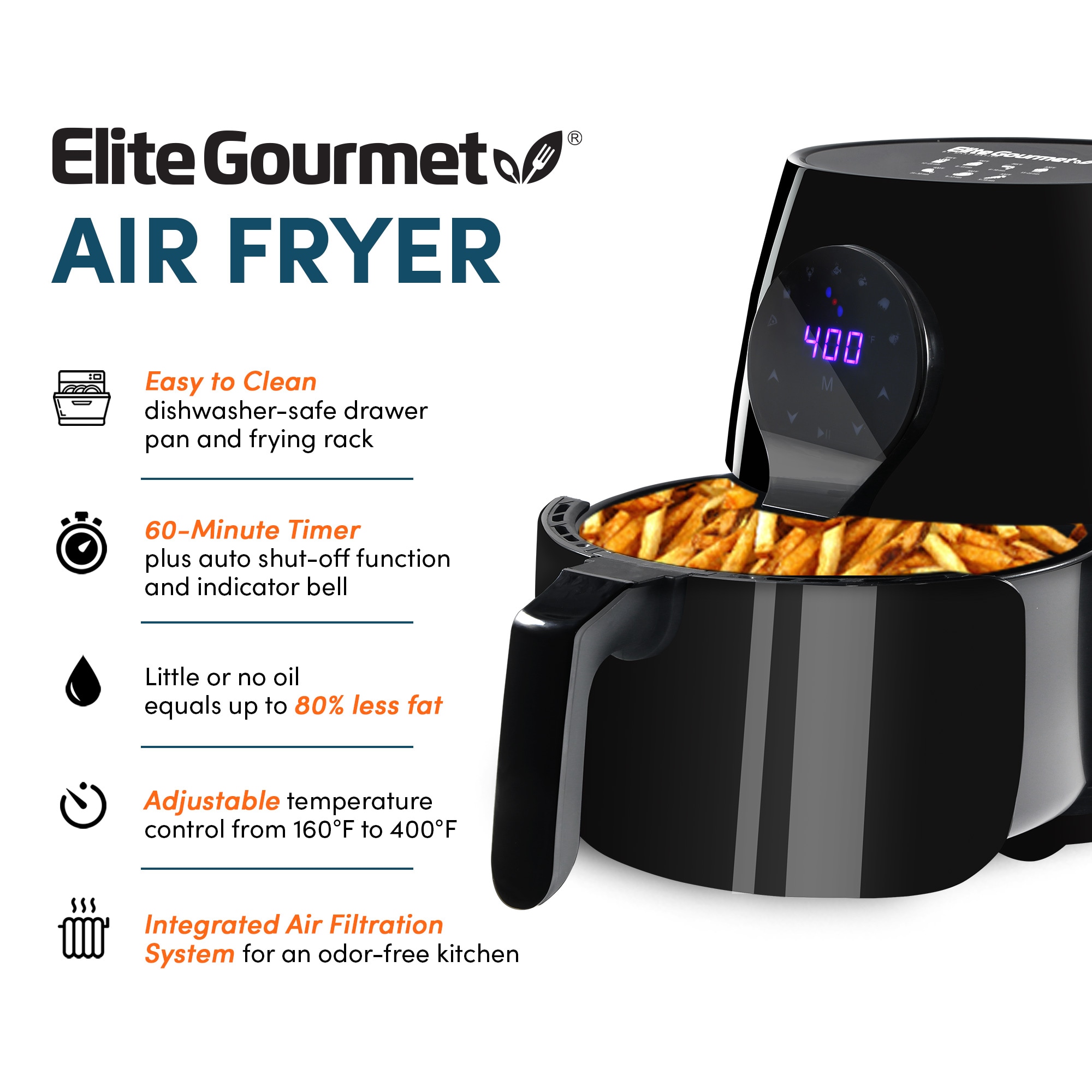 Ultrean Air Fryer, 4.2 Quart Electric Hot Airfryer Oven Oilless Cooker with  LCD Digital Screen and Nonstick Frying Pot, UL Certified, 1-Year Warranty