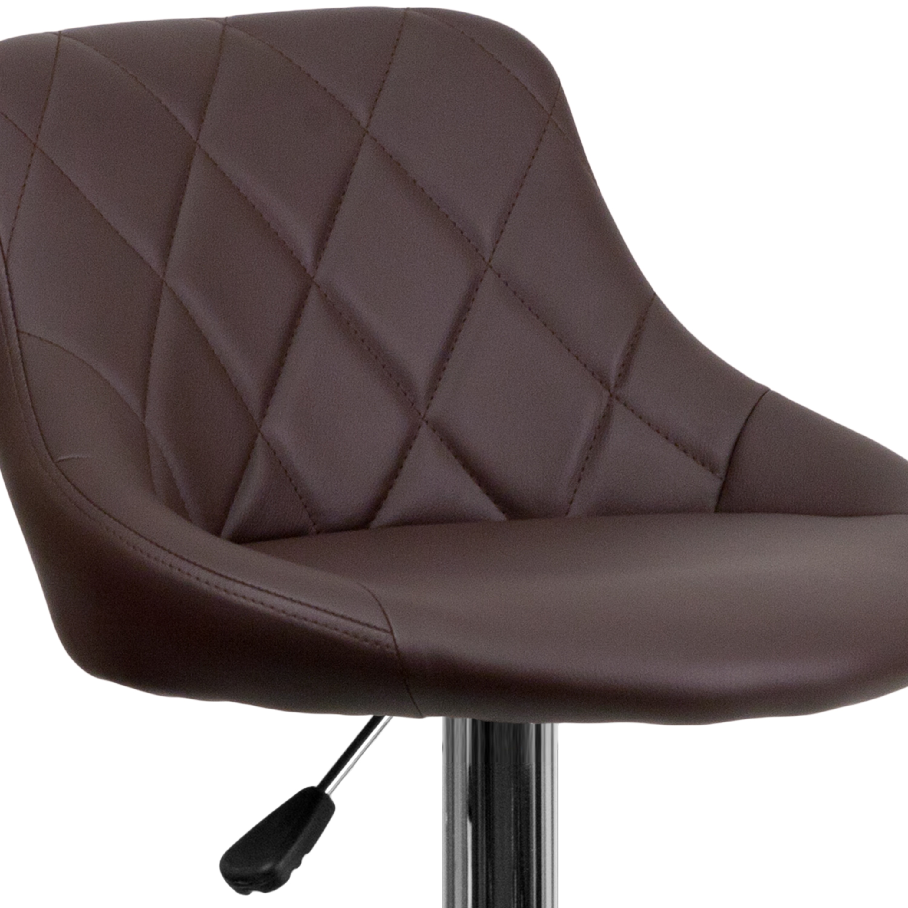 Brown Vinyl Adjustable Height Swivel Bar Stool with Chrome Base