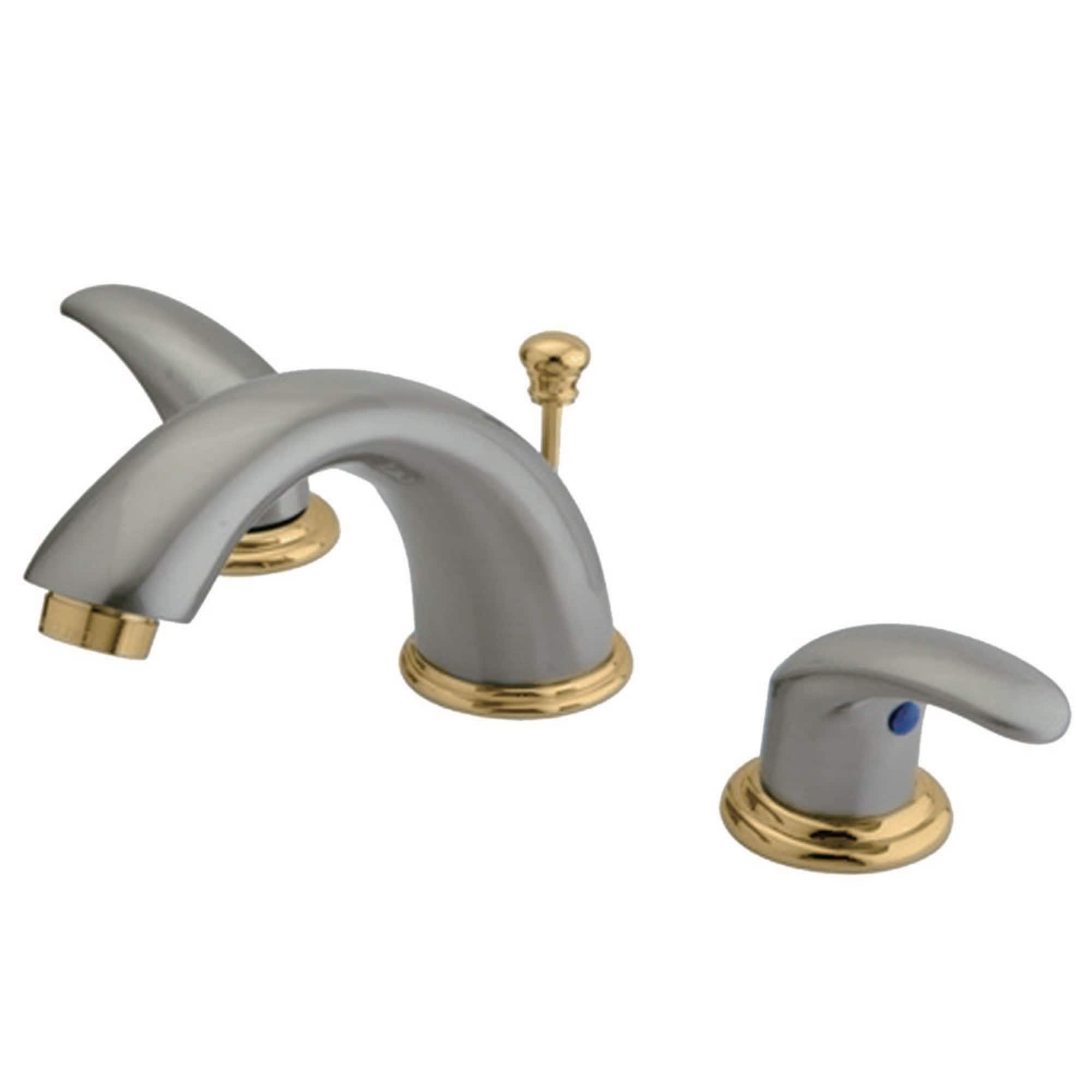 Elements of Design EB6969LL Daytona Satin nickel/polished brass Widespread 2-handle Low-arc Residential Handle Bathroom Sink Faucet with Drain