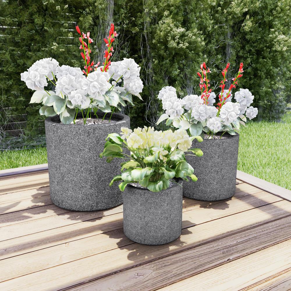 Vervelen auditie Middelen Nature Spring 3-Pack 15-in x 15-in Gray Clay Planter with Drainage Holes in  the Pots & Planters department at Lowes.com