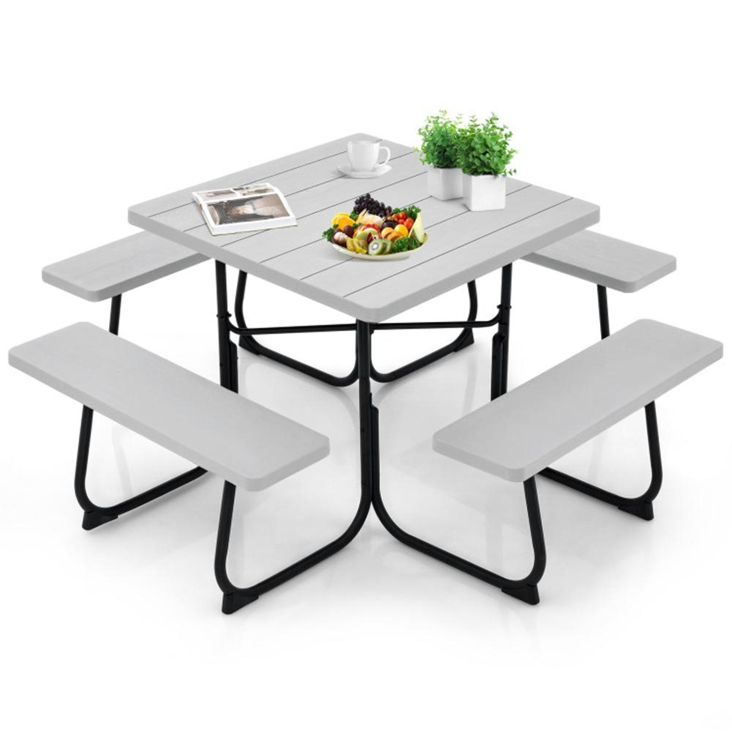 BABOOM BOM-265GR+-CO 35-in Gray Plastic Square Picnic Table