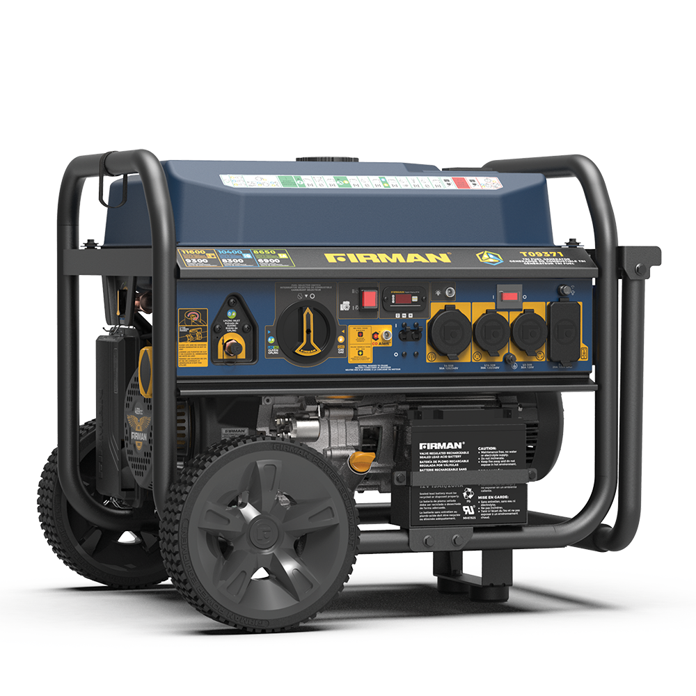 Firman T09371 T09371 Electric Start 120/240V with Power Cord 11600 / 9300 -Watt Tri fuel Portable Generator