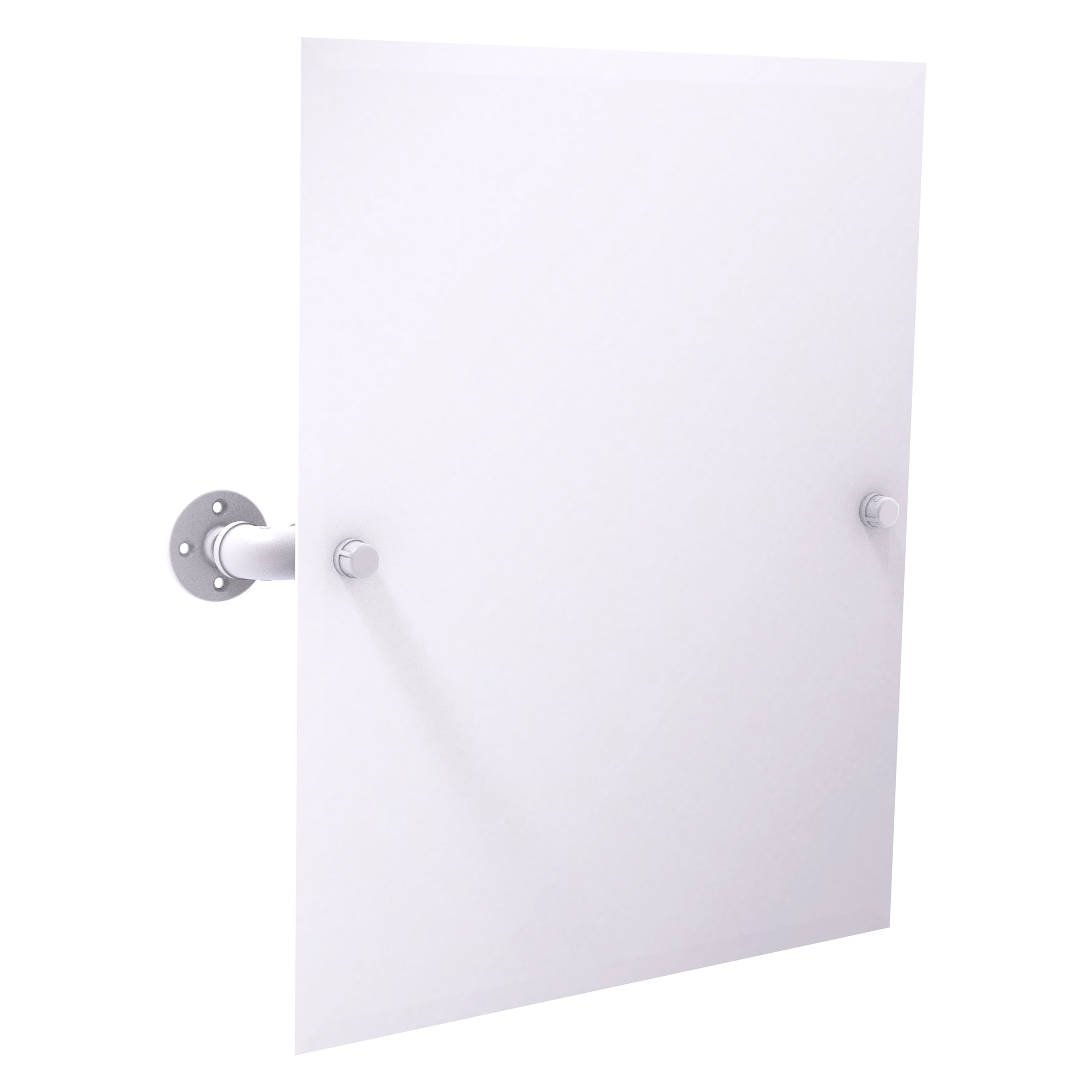 Allied Brass P-350-TM92-WHM Pipeline 26-Inches x 4.1-Inches Beveled Frameless Rectangle Tilting Bathroom Vanity Mirror ( Matte White )