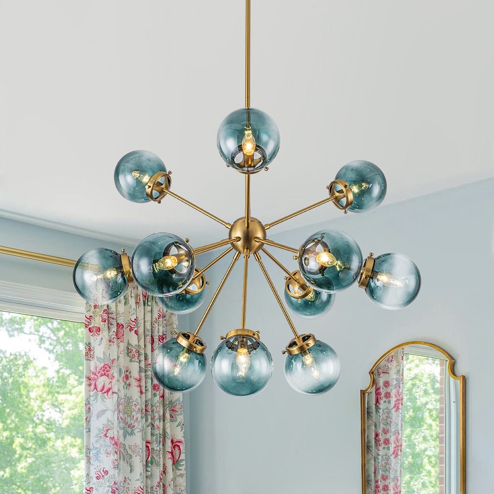 Wonderindoor 12 -Light Matte Copper Tinted glass Metal Chandelier