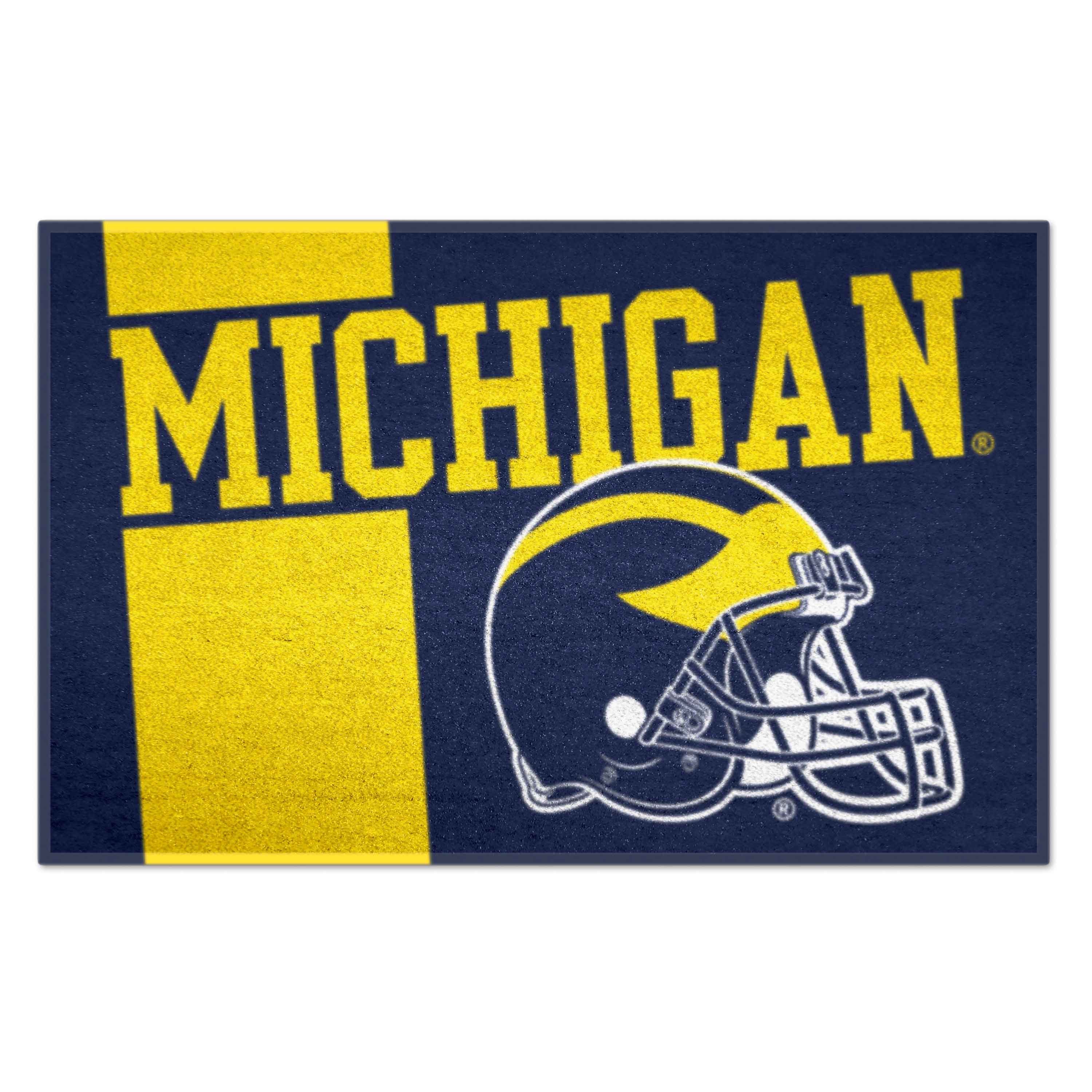 FANMATS 18759 Michigan Wolverines 30-in x 19-in Blue Nylon Indoor or outdoor Decorative Sports Door Mat