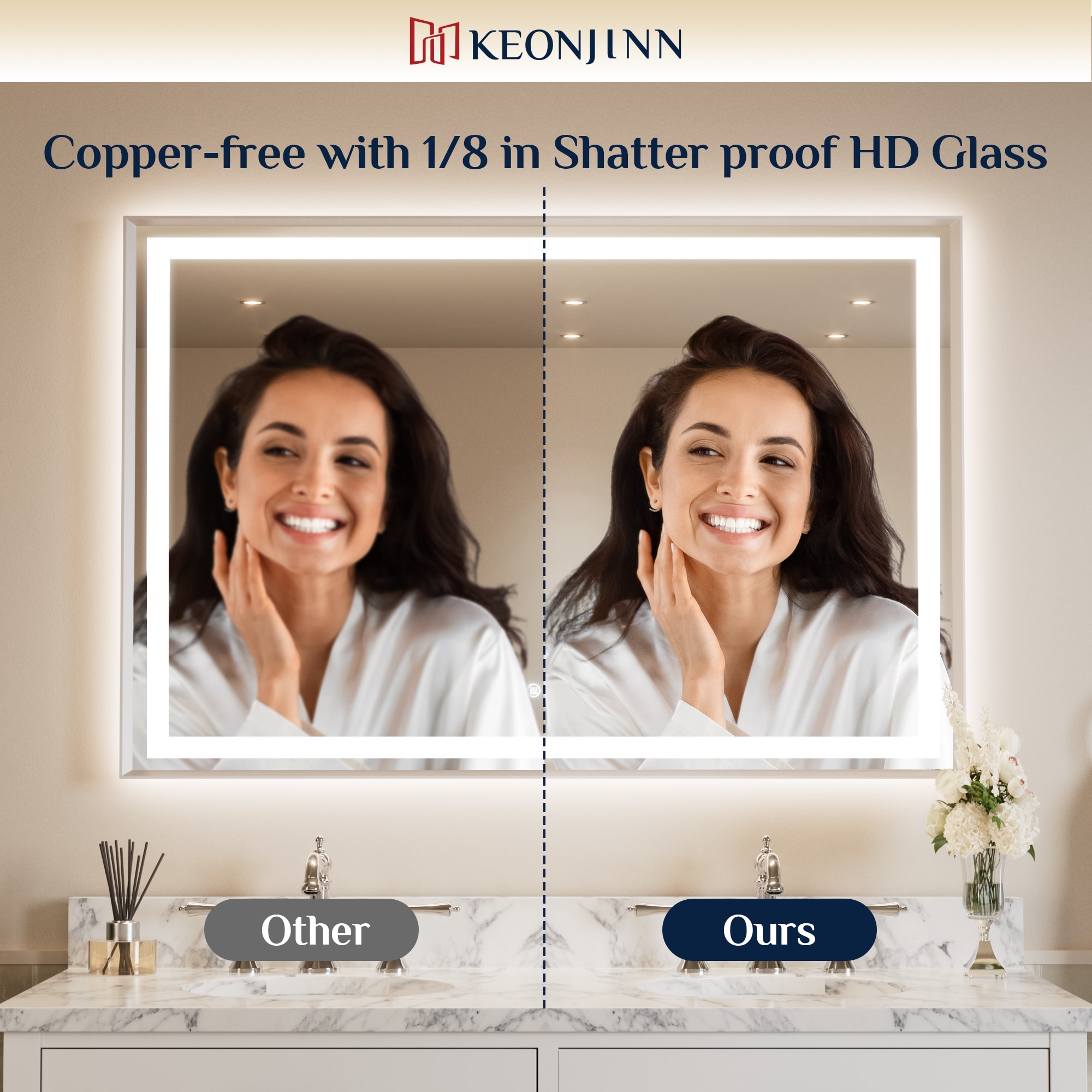 Keonjinn LW-BM66-18291-BN Framed-Bath-Mirrors - View #10