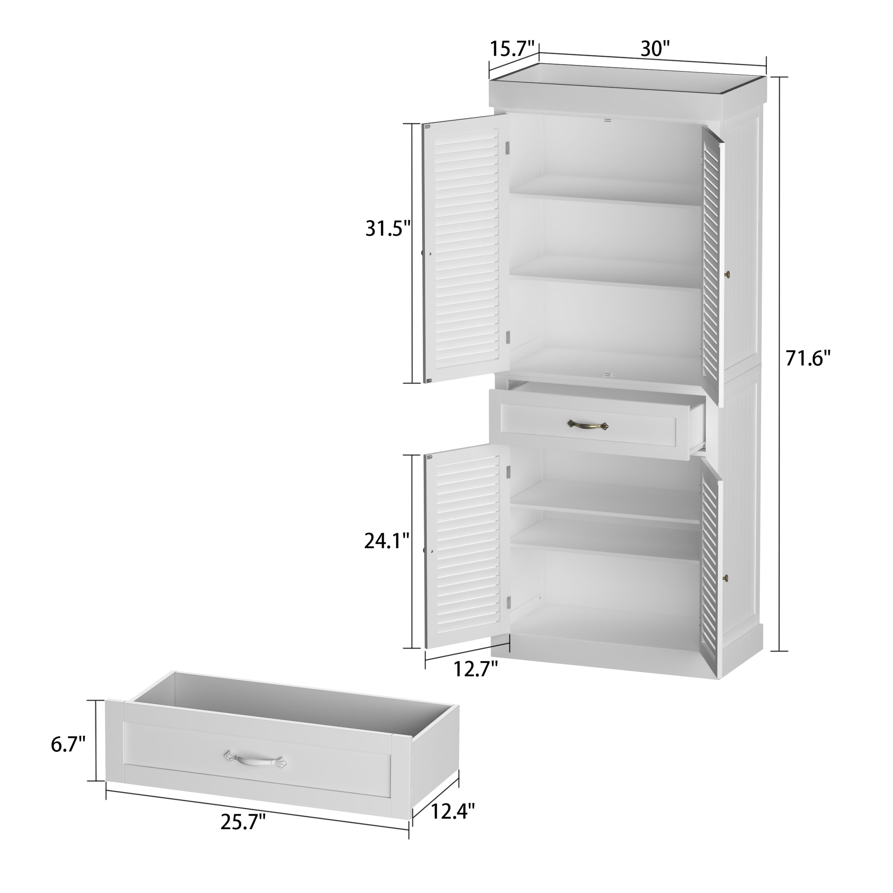 FUFU&GAGA 6-tier Kitchen Pantry Cabinet Storage Hutch with 1-drawer in ...