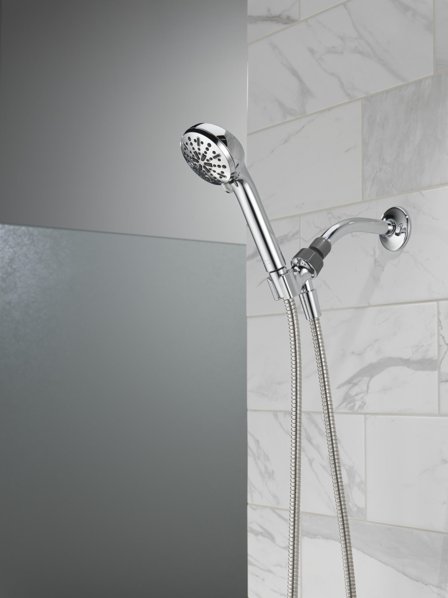 Chrome Adjustable Handheld Multi-Head Shower with Pulse