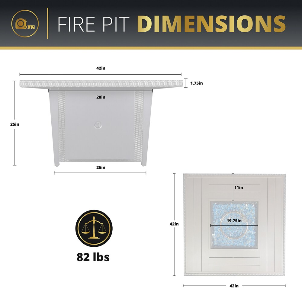 Kinger Home 42 In W Slate Grey Aluminum Square Tabletop Propane Gas Fire Pit Table In The Gas 0943