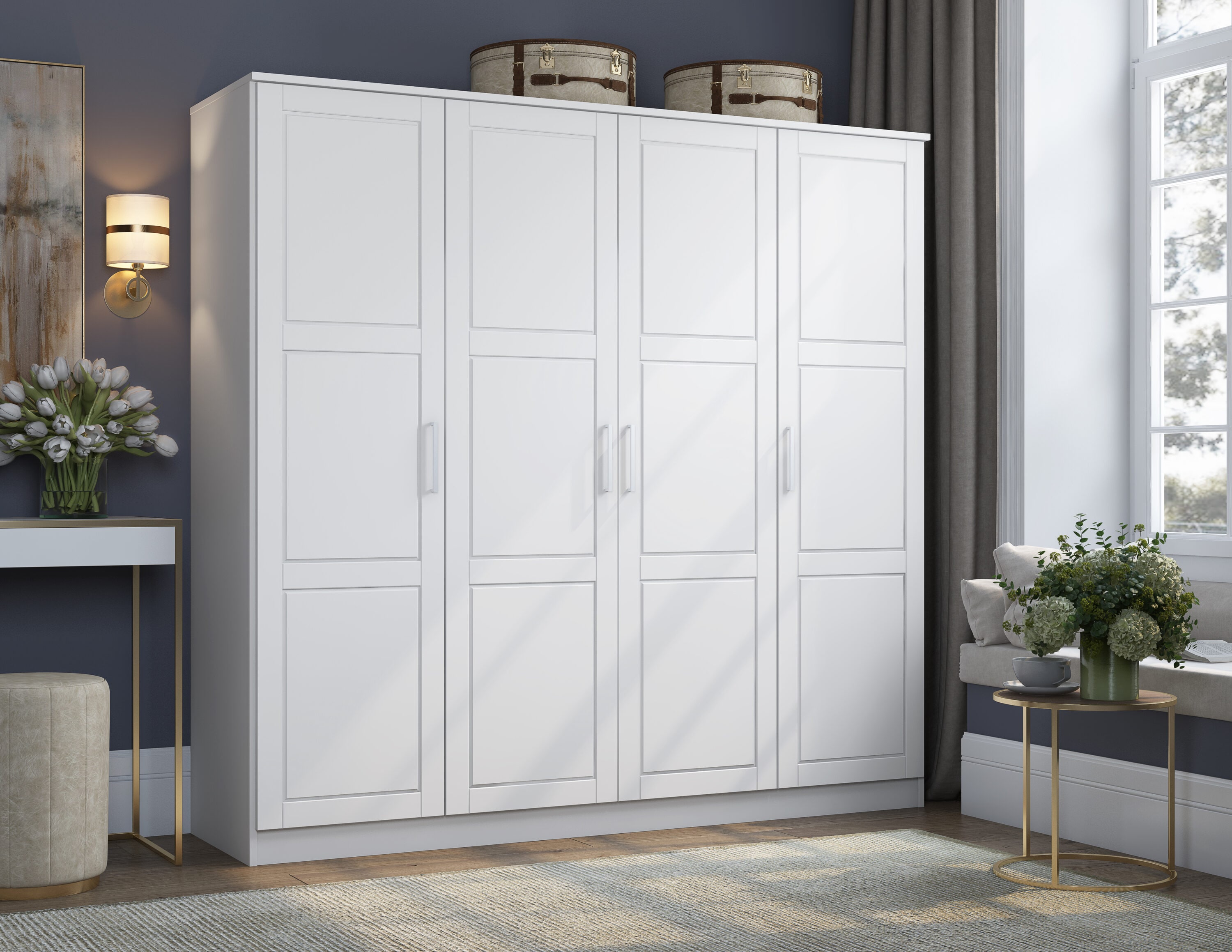 Palace Imports - 74.5-in W Cosmo Solid Wood 4-Door Wardrobe Armoire