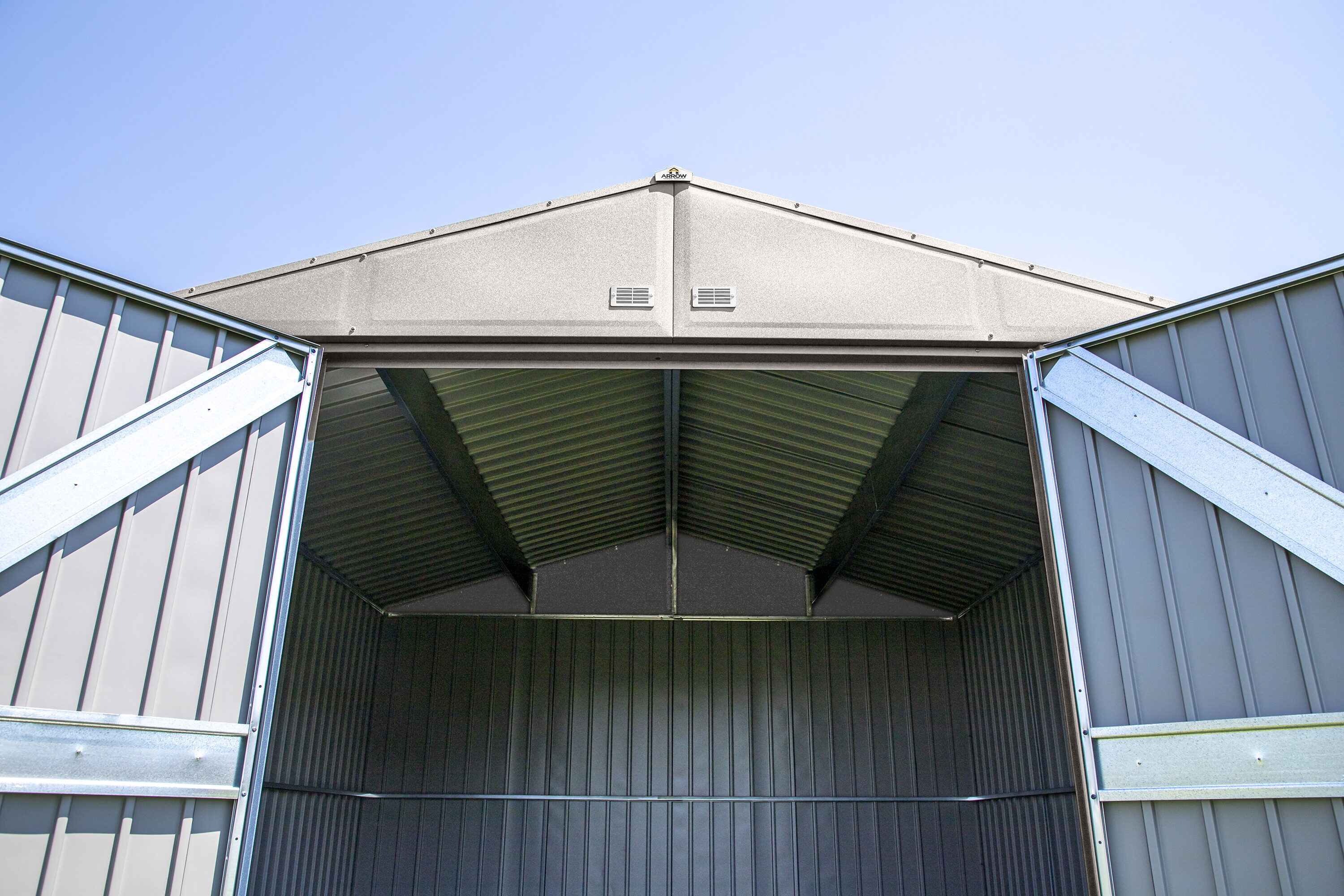 Cool Grey 10' x 12' Steel Storage Shed with Gable Roof