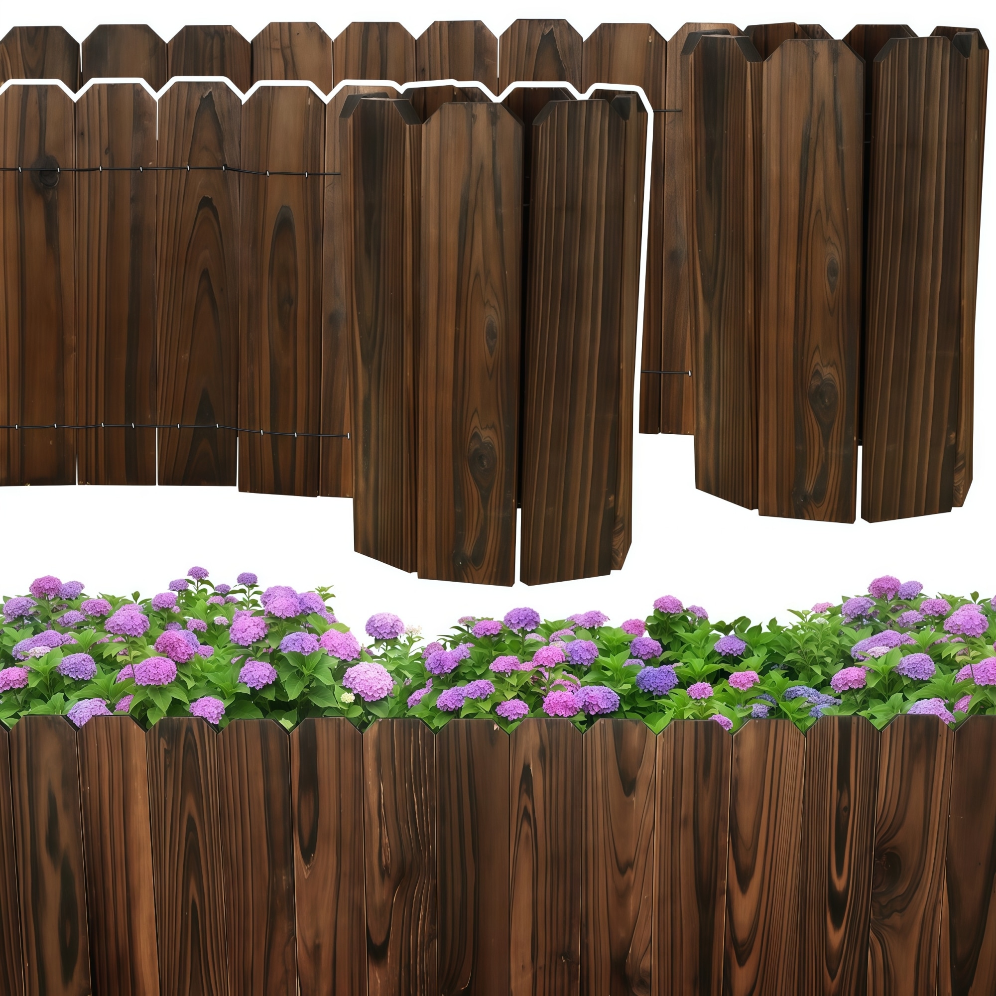 Numhew 2-Pack 11.8-in H x 47-in L Brown Wood Garden Edging