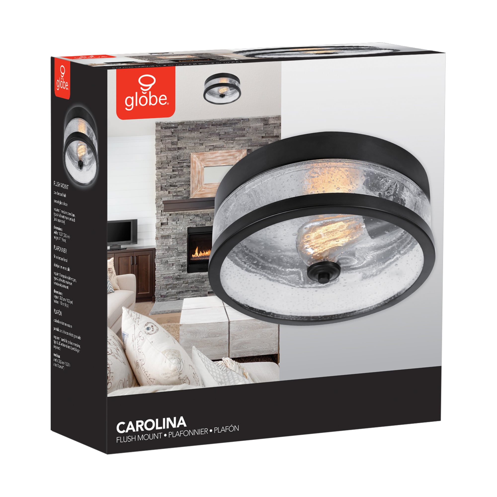 Carolina 11.25" Dark Bronze and Glass Flush Mount Ceiling Light