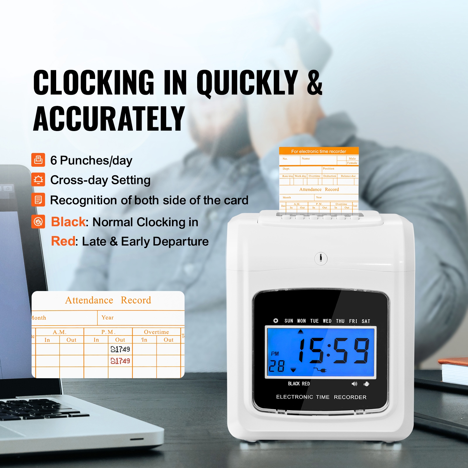 SVOPES Punch Time Clock - Ideal for Small Business Employees. Tracks ...