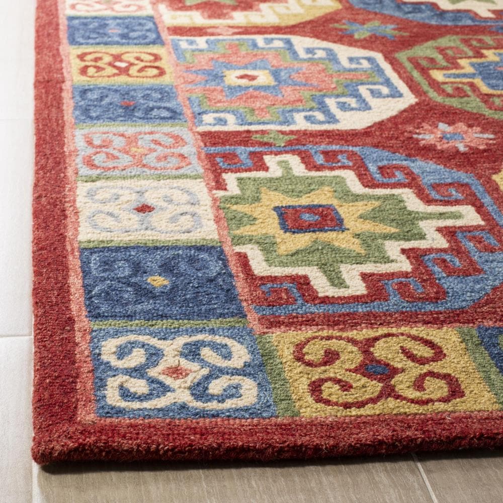 Handmade Tufted Blue Wool Blend Reversible Area Rug 59"x84"