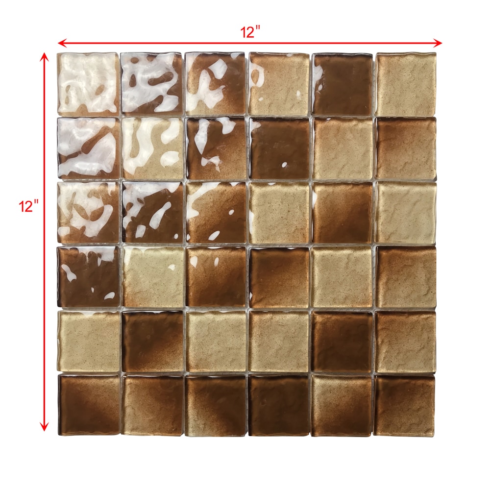 Abolos LWSWTF0202-CH Watermarks Brown 12-in x 12-in Glossy Glass Uniform Squares Wall Tile (11.76-sq. ft/ Carton)