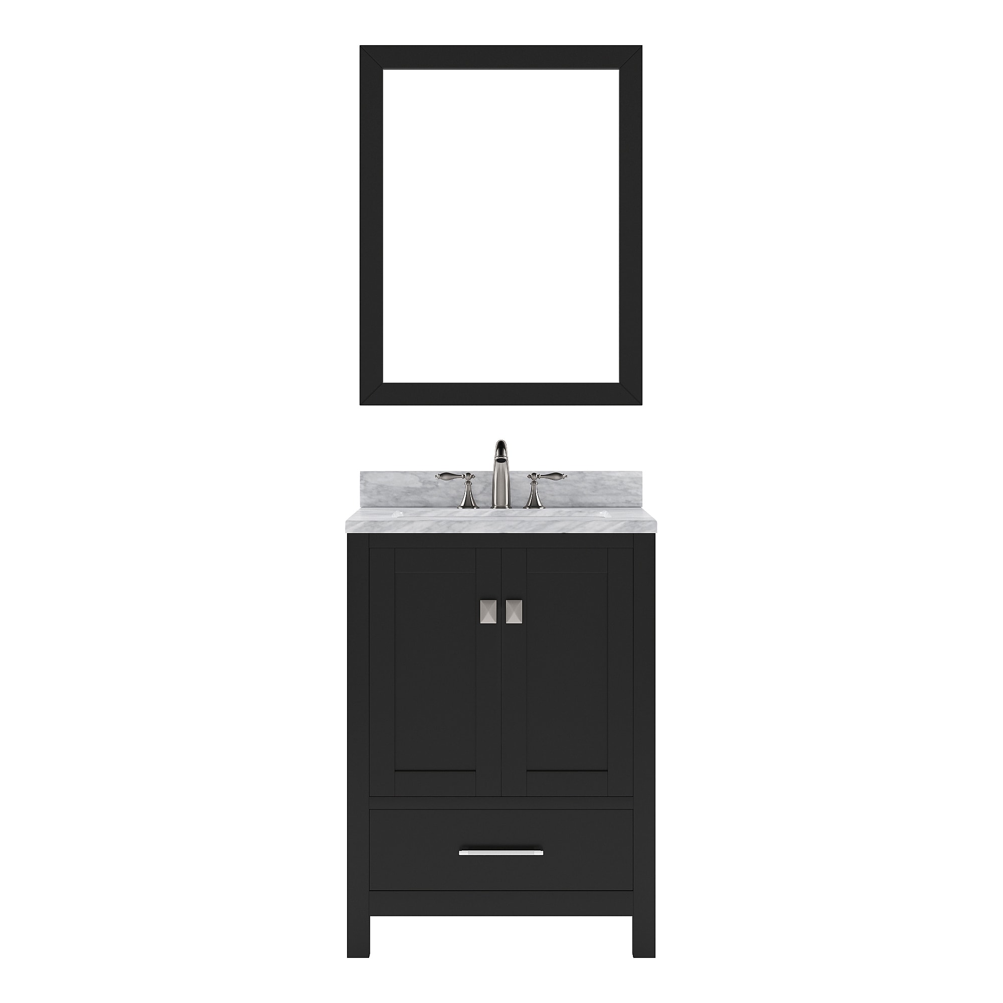 Virtu USA GS-50024-WMRO-ES Caroline Avenue 24-in Espresso Undermount Single Sink Bathroom Vanity with Italian Carrara White Marble Top (Mirror Included)
