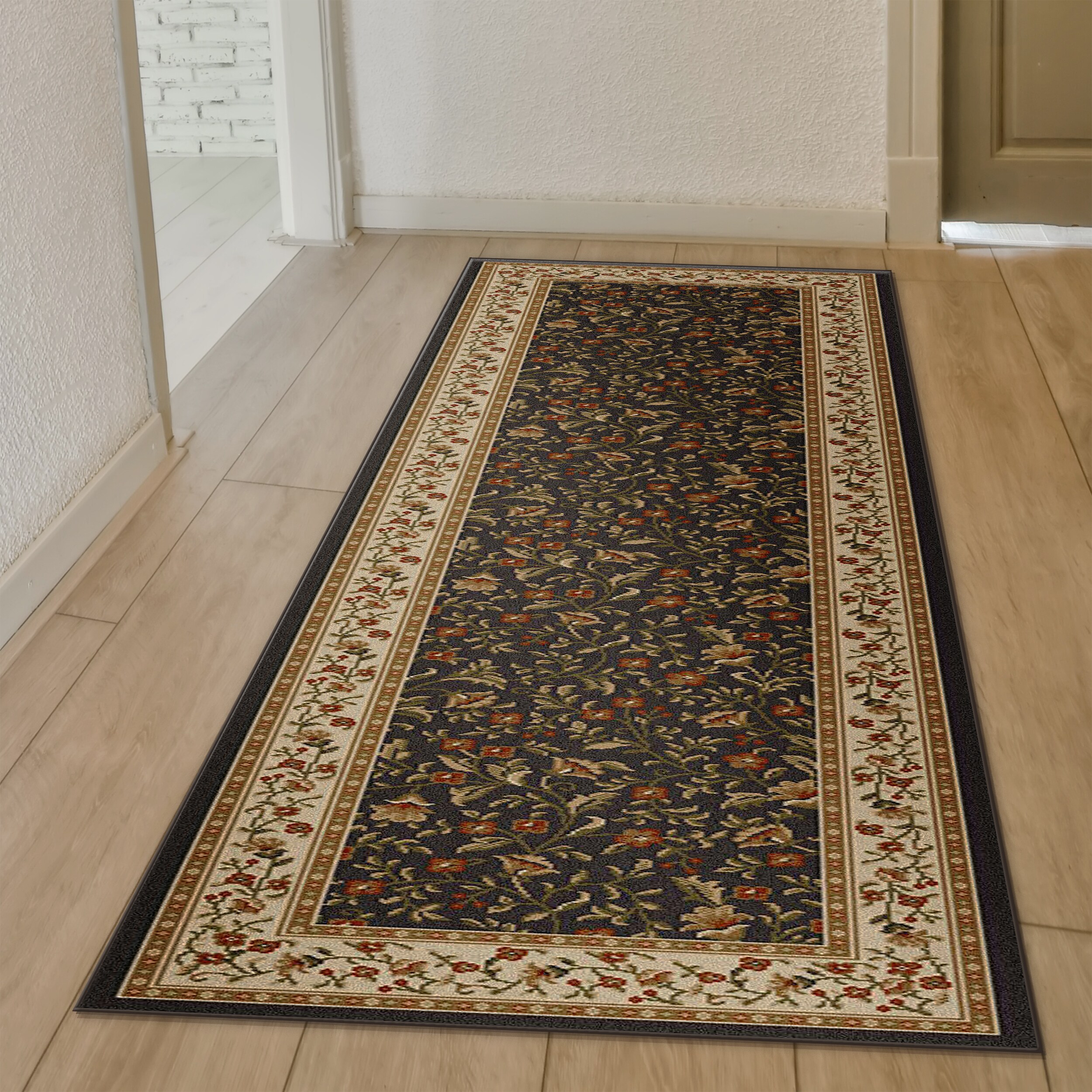 Radici USA 1593/1124/BROWN Como 2 x 8 (ft) Polypropylene Brown Rectangular Indoor Floral/Botanical Oriental Runner rug