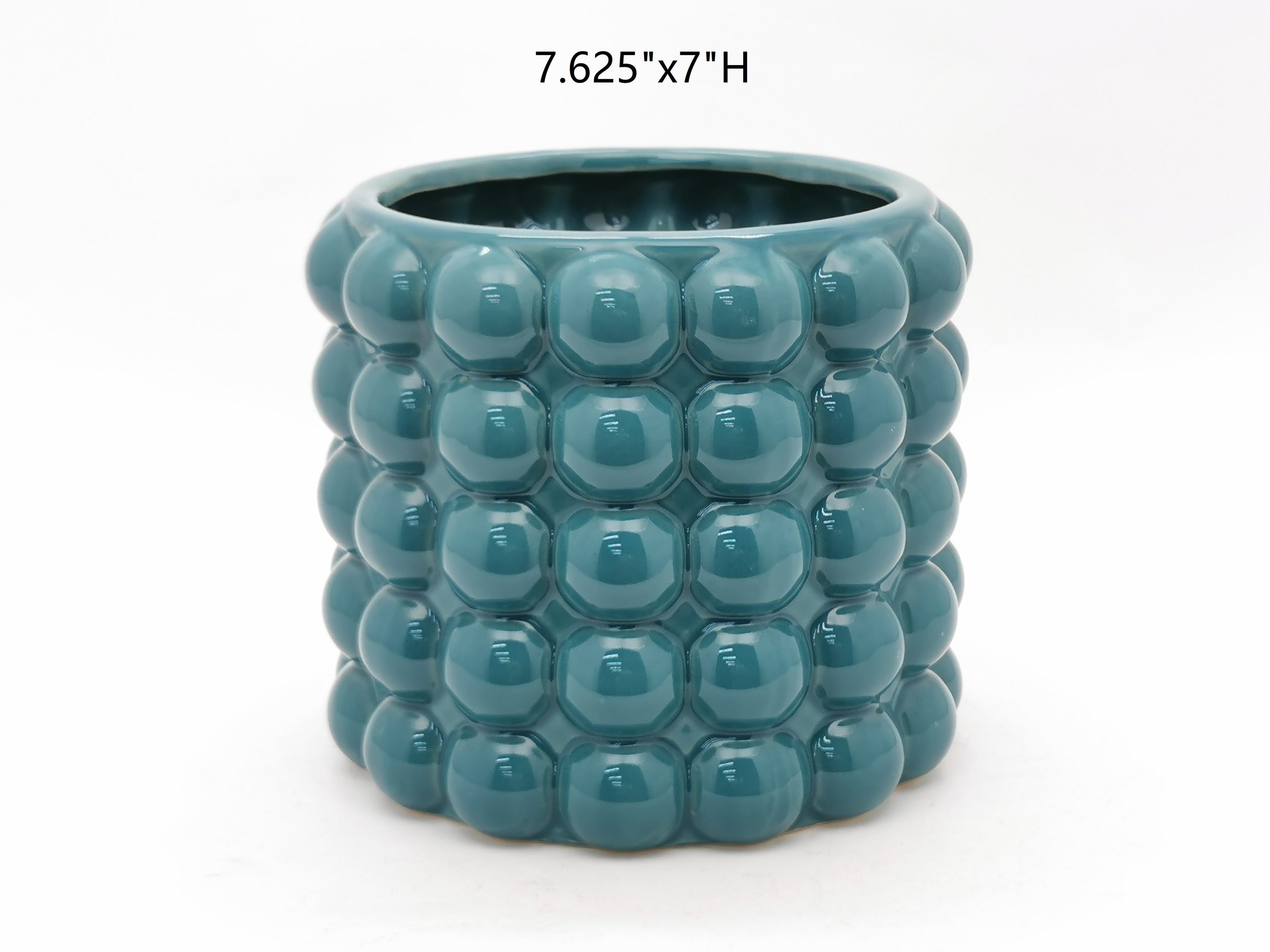Origin 21 LW21OR009 Round 7.63-in W Small Blue Ceramic Indoor/Outdoor Planter with Drainage Holes