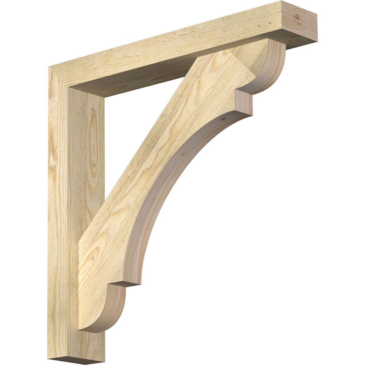 Ekena Millwork 1463620 Olympic Block Rough Sawn Bracket with Offset Brace 4-in x 22-in x 22-in Douglas fir Brown Wood Standard bracket