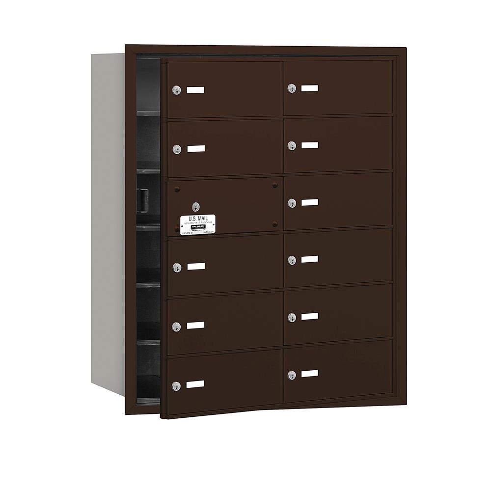 SALSBURY INDUSTRIES 3612ZFU Recessed Mount Bronze Metal Extra Large Lockable Cluster Mailbox