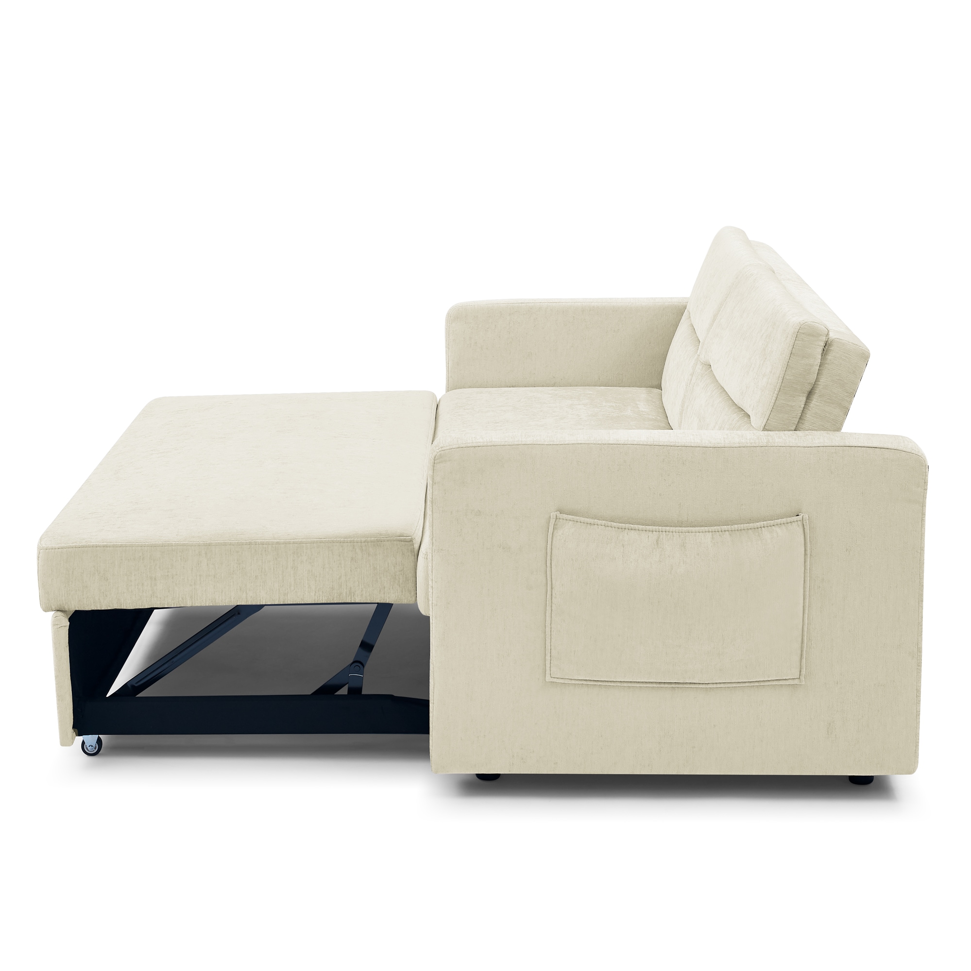 Runesay Sofa Bed Beige Contemporary/Modern Velvet Twin Sofa Bed In The ...