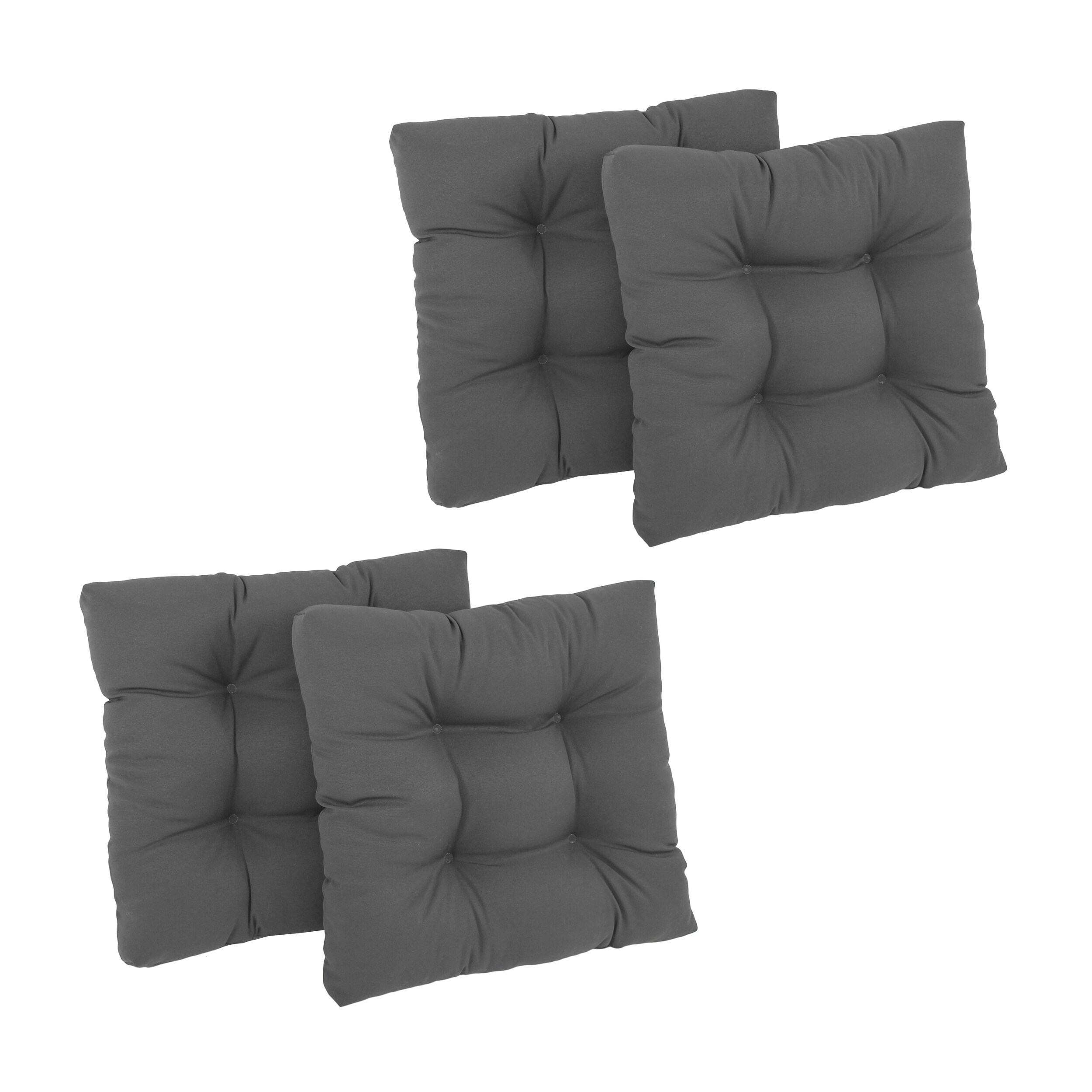 Blazing Needles 94005-4CH-TW-GY Steel Grey Solid Chair Cushion