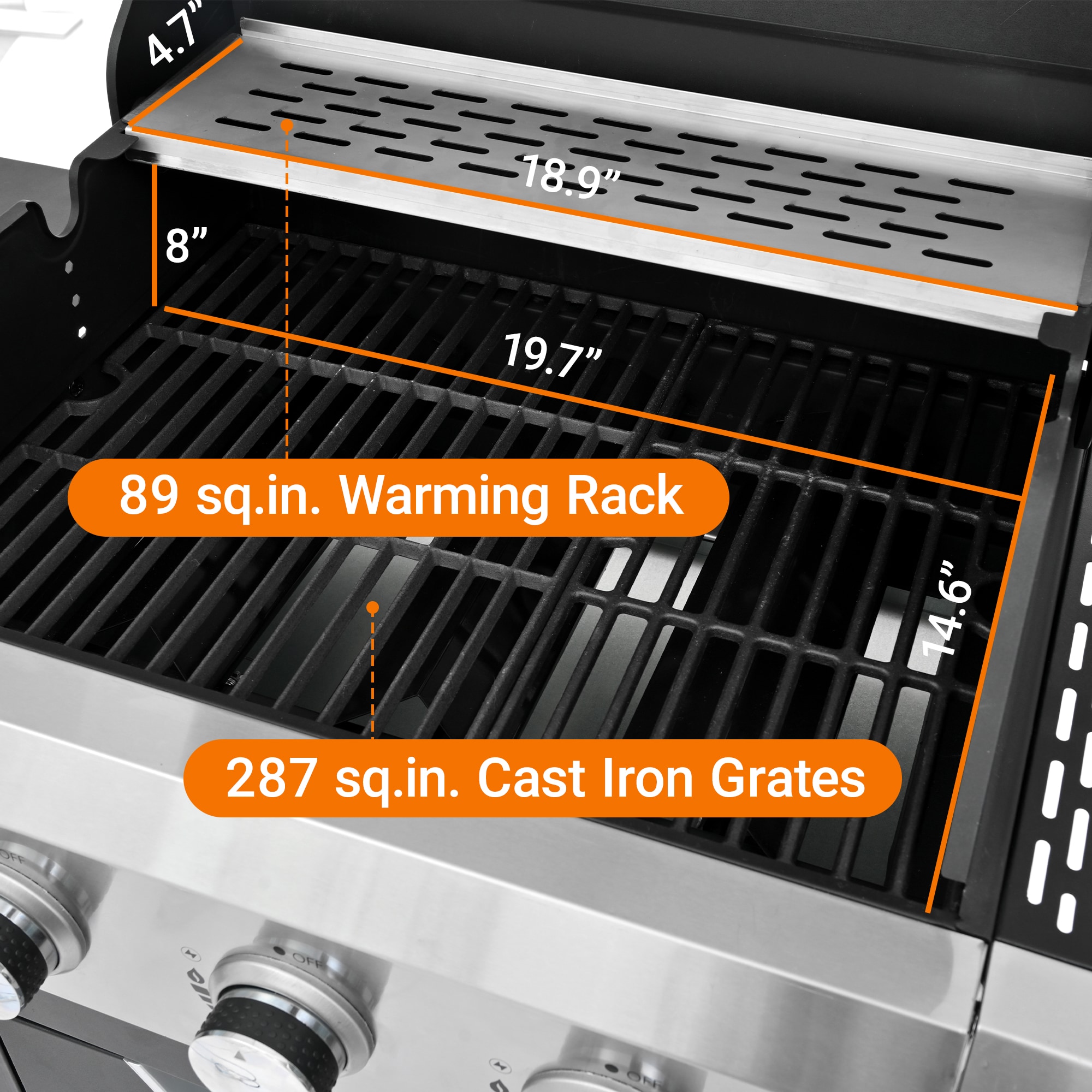 Lycvki CP13 Gas-Grill-Cookgrates-Warmracks - View #5