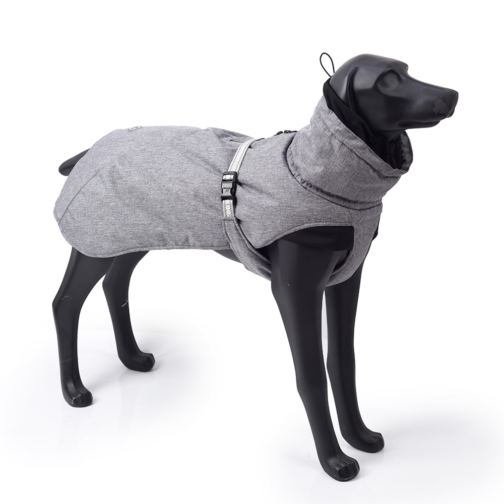 Bestcore Dog Winter Coat Size S Warm Waterproof Polyester Dog Jacket with Leash Slot and Reflective Trim for Small Dogs Gray
