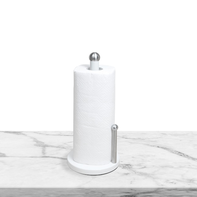 Kitchen Details Paper Towel Holder in White - Freestanding Metal
