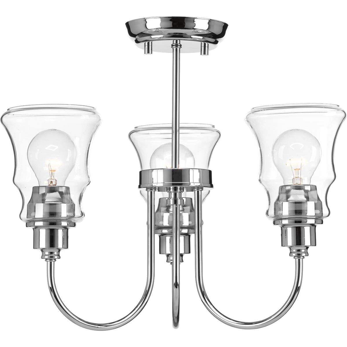 Progress Lighting P350093-015 Litchfield 3-Light 18-in Polished Chrome Semi-Flush mount light