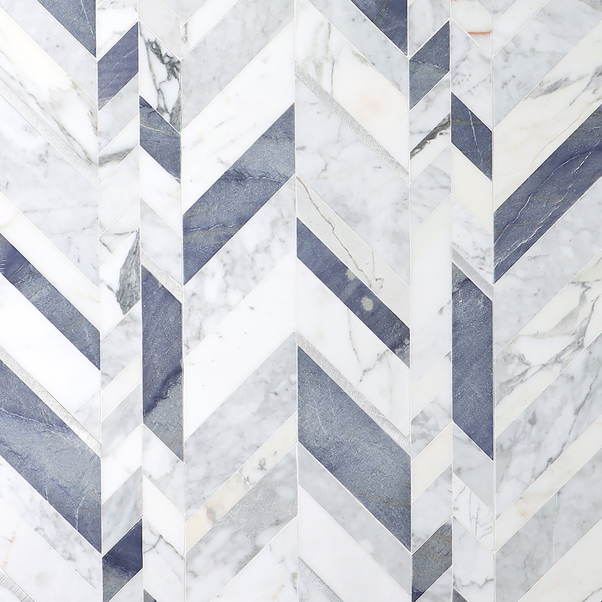 Artmore Tile EXT3RD106771 Xander Azur 12-in x 18-in Polished Natural stone Marble look Chevron Mosaic Wall Tile ( 1.54-sq ft Piece )