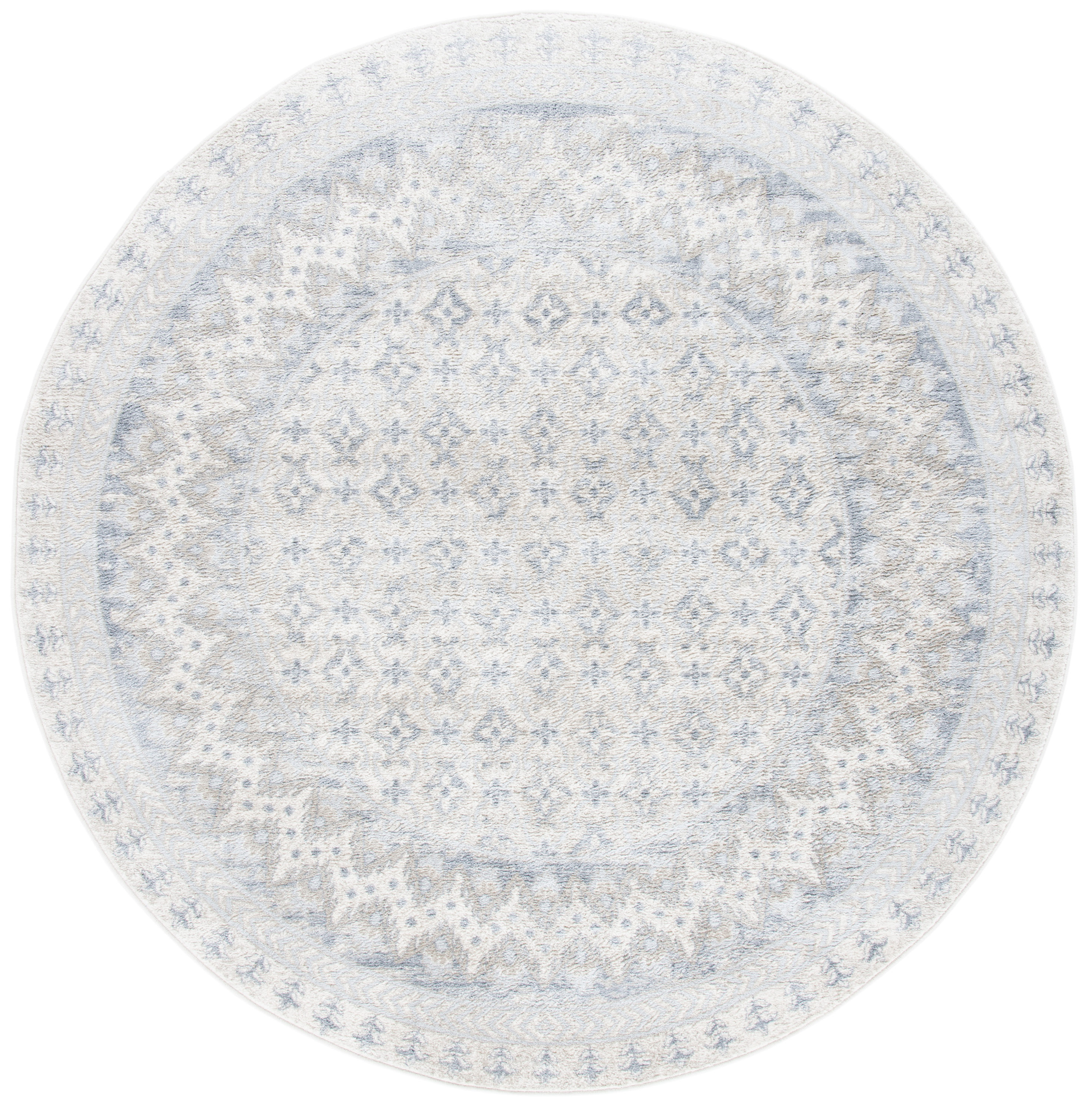Safavieh BNT899B-7R Brentwood Gusta 7 x 7 (ft) Loomed Polypropylene Ivory/Gray Round Indoor Distressed/Overdyed Vintage Area rug