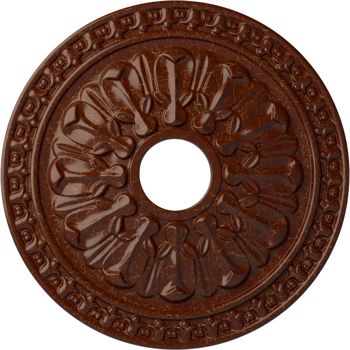 Ekena Millwork CM18WABMC Warsaw 18-in W x 18-in L Painted Burnished Mahogany Crackle Polyurethane Whole Ceiling Medallion