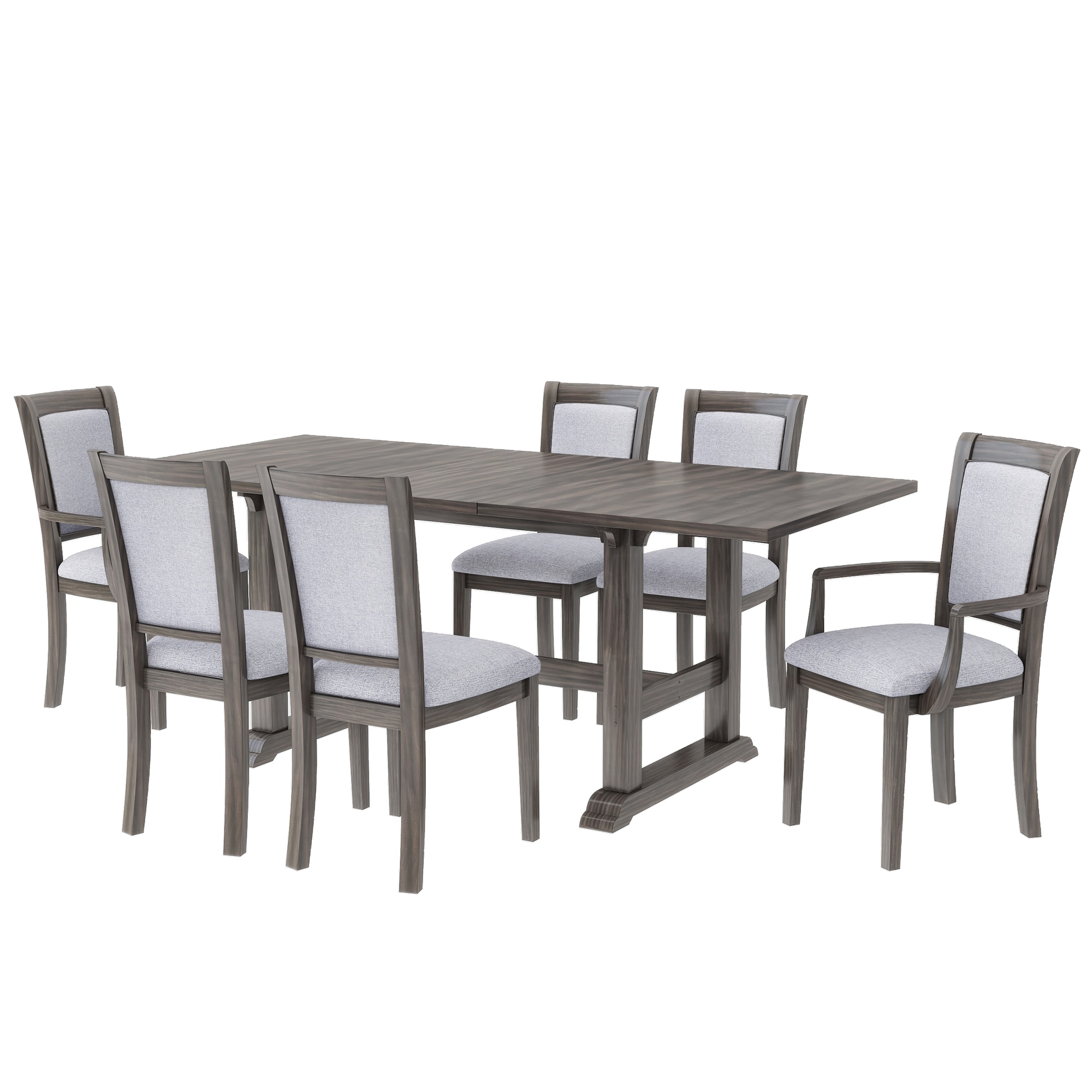 Bybafun YA0100206 Gray Rustic Dining Room Set with Rectangular Table ( Seats 6 )