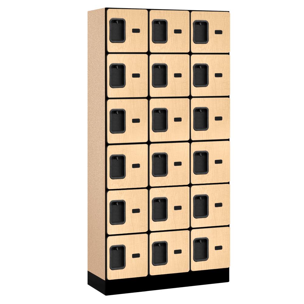 SALSBURY INDUSTRIES 36365MAP 36000 12" wide six tier box style designer wood locker 36-Inches W x 76-Inches H x 15-Inches D Wood Full Storage Lockers