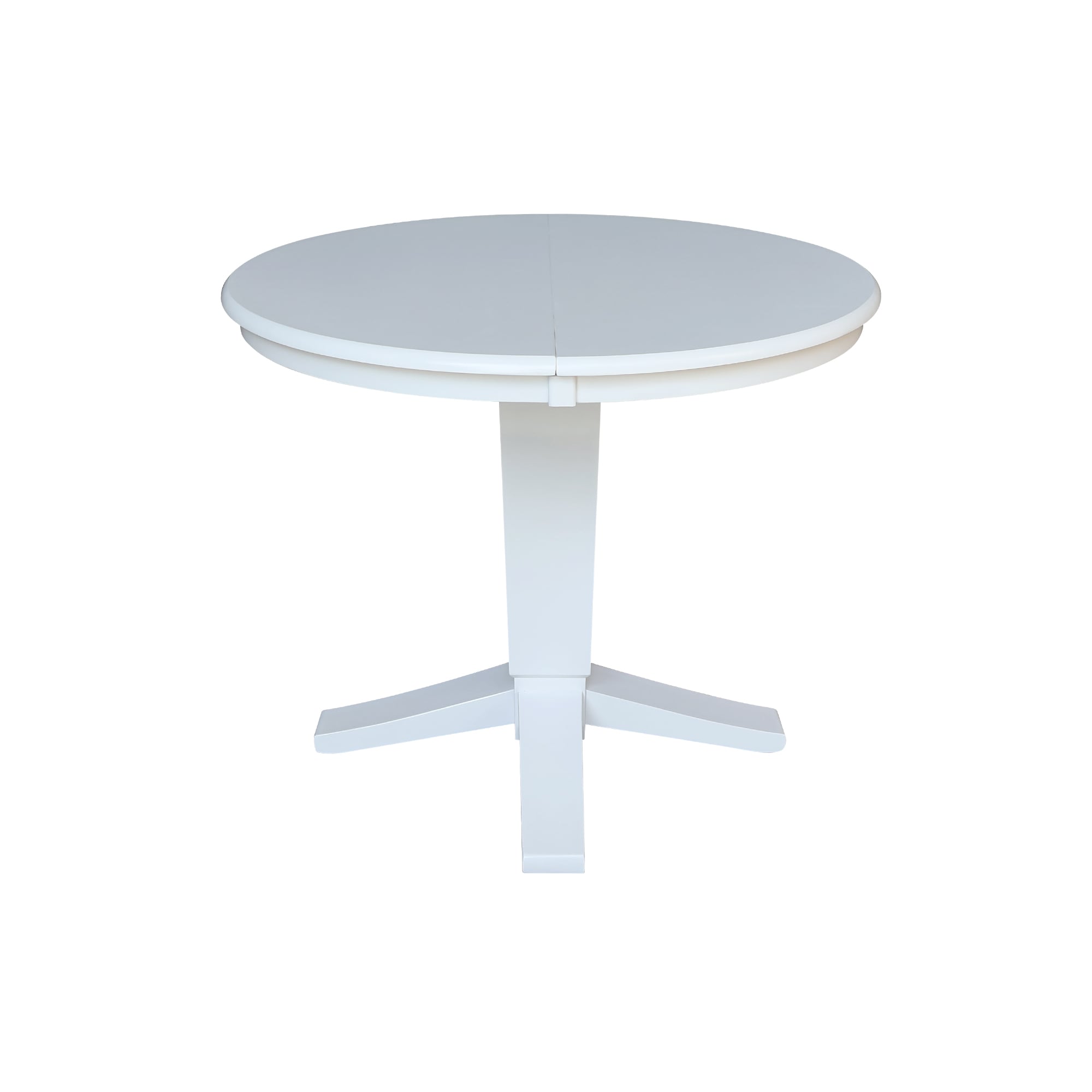 International Concepts K08-36RXT-23B White Round Traditional Extending Removable leaf Dining Table, Wood with White Wood Pedestal Base 36-Inches L x 30.1-Inches H