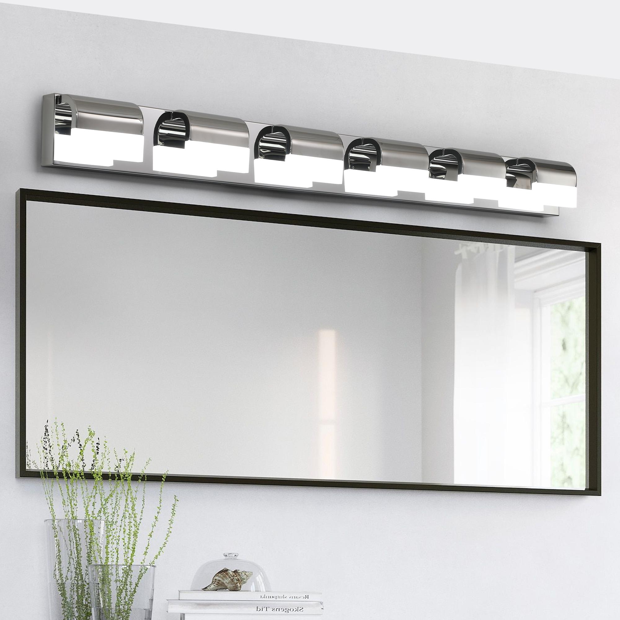 Bayfeve BFLCM-6824-LT Stainless Steel Vanity Light 46.5-in 6 -Light Gloss Chrome Integrated LED Modern/contemporary Vanity light