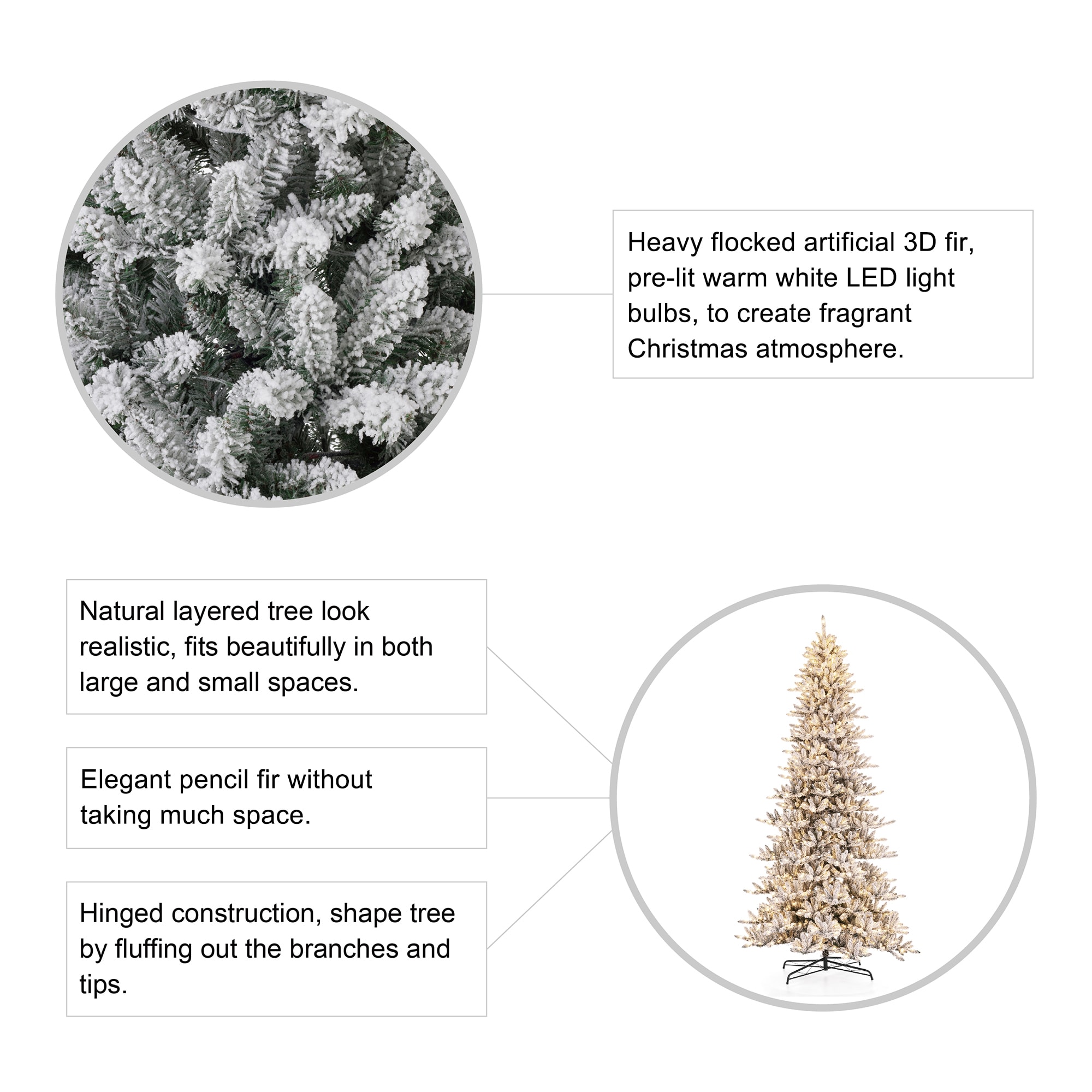 Glitzhome 11-ft Pre-lit Slim Flocked Artificial Christmas Tree with ...