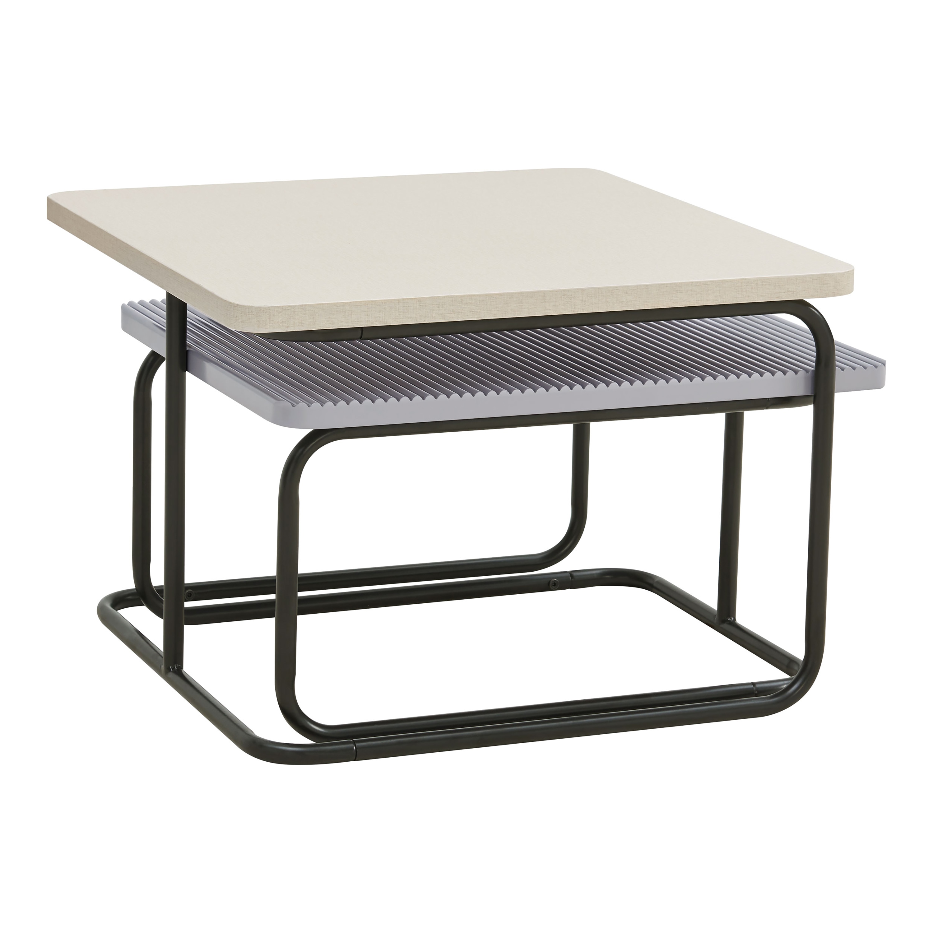 Modern Cream and Gray Textured 2-Piece Nesting Coffee Table Set