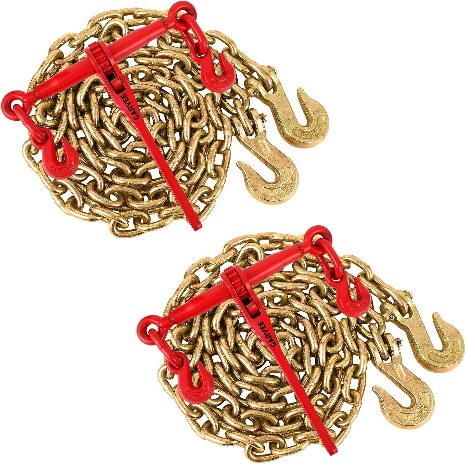 Garvee 2 Pack Chain Binder Set 5/16 in-3/8 In with 10 Ft Grade 70 Chains Ratchet Load Binder 9200 lb Truck Cargo Securement