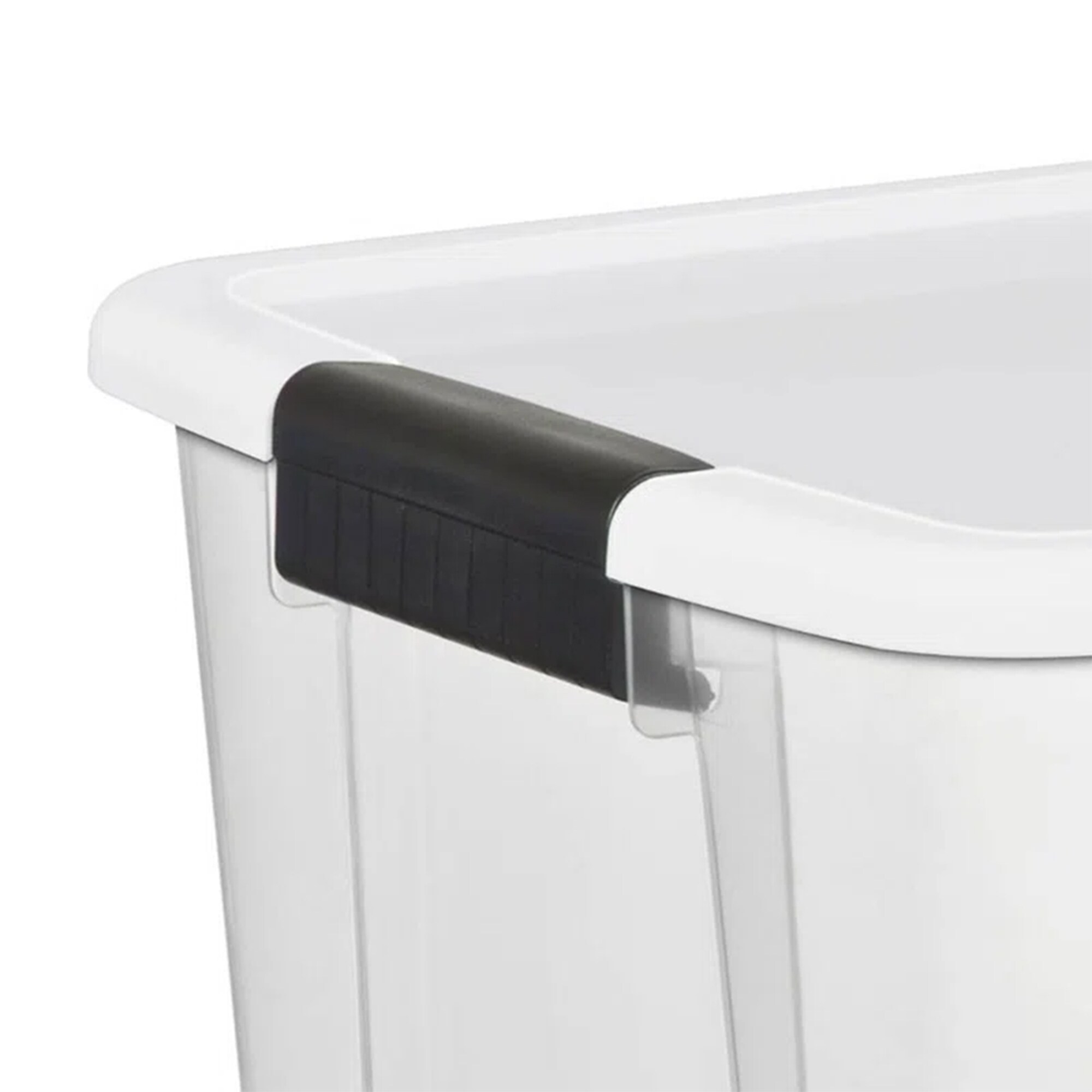 Sterilite 30 qt Clear Plastic Stackable Storage Bin w/ Grey Latch Lid, 12 Pack