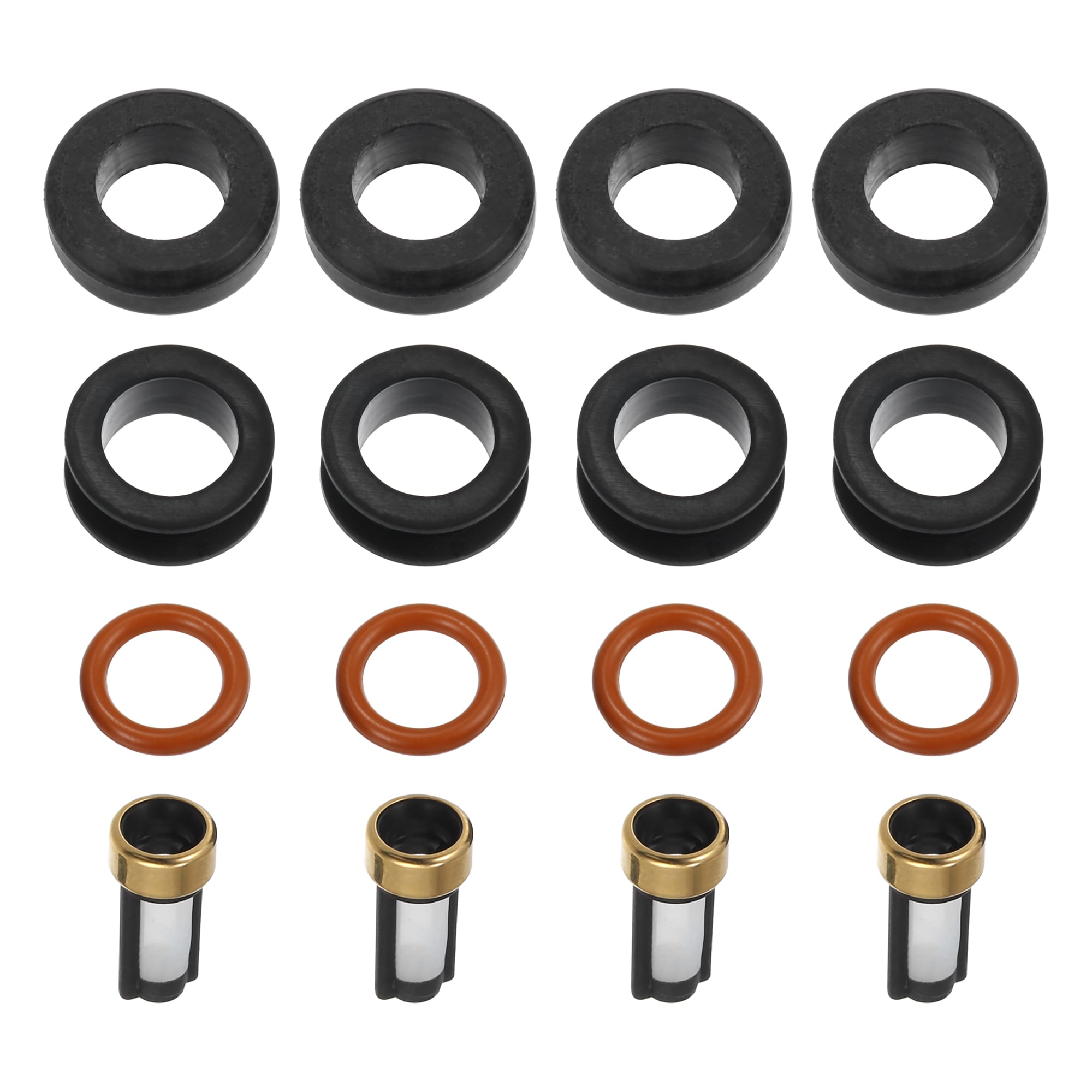 Unique Bargains Fuel Injector O Rings Seals No.16611AA510/16611AA370 with Micro Filters Fuel Injector Repair Kit for Subaru Legacy 2000-2006 Rubber Black (Set of 4)