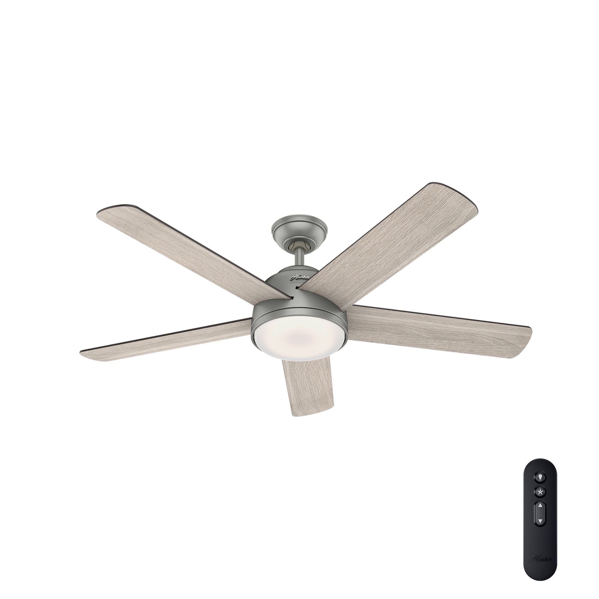 gruppe gen Svaghed Hunter Romulus 54-in Matte Silver LED Indoor Downrod or Flush Mount Smart Ceiling  Fan with Light Remote (5-Blade) in the Ceiling Fans department at Lowes.com