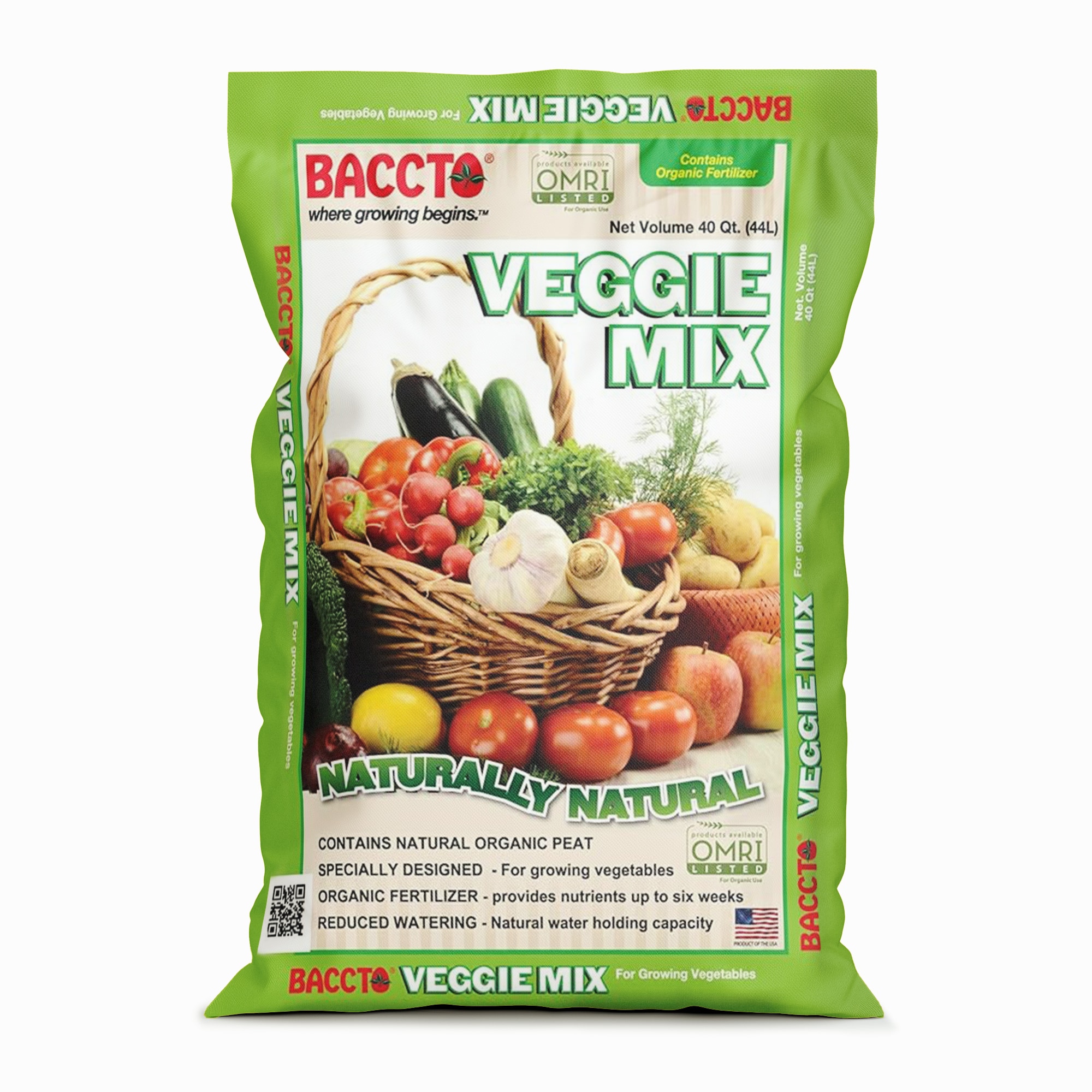 Michigan Peat Company BACCTO Veggie Planting Mix for Vegetables 40 Quart Bag