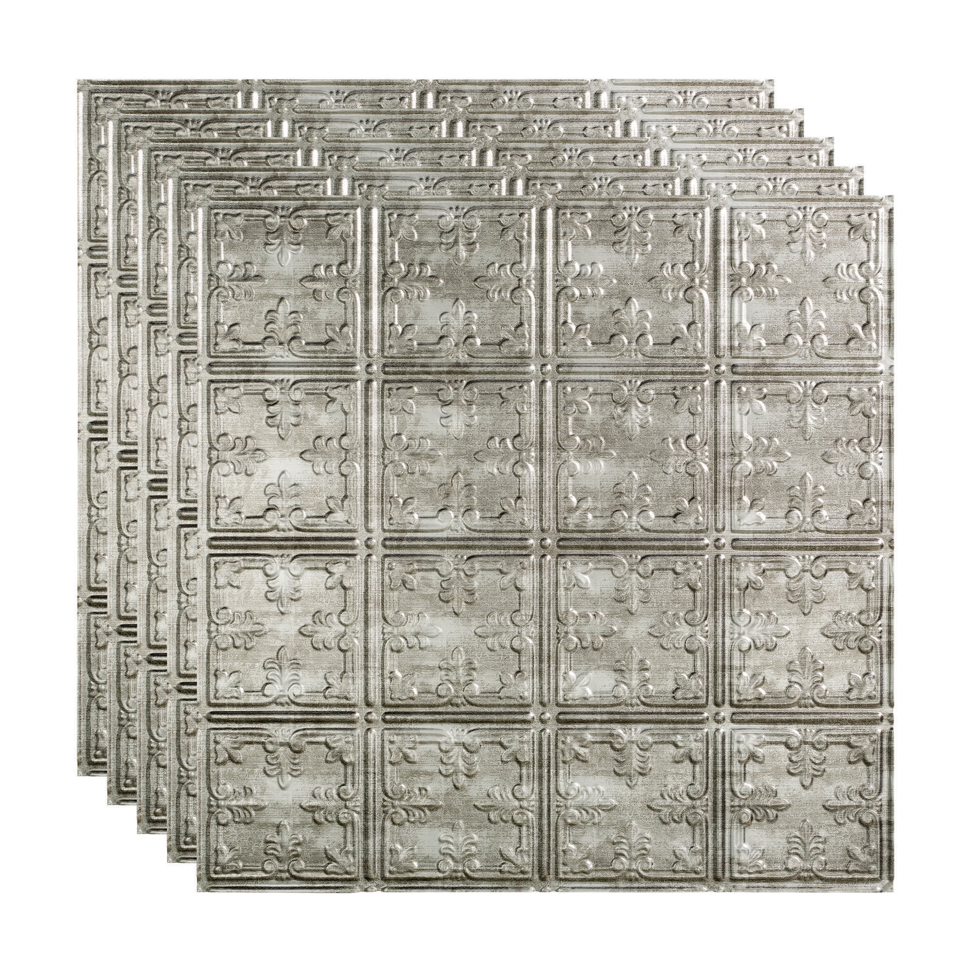 Fasade PL7321 2-ft x 2-ft Traditional 10 Crosshatch Silver PVC Drop Ceiling Tile ( 5 -Pack, 20-Sq. Feet / Case )